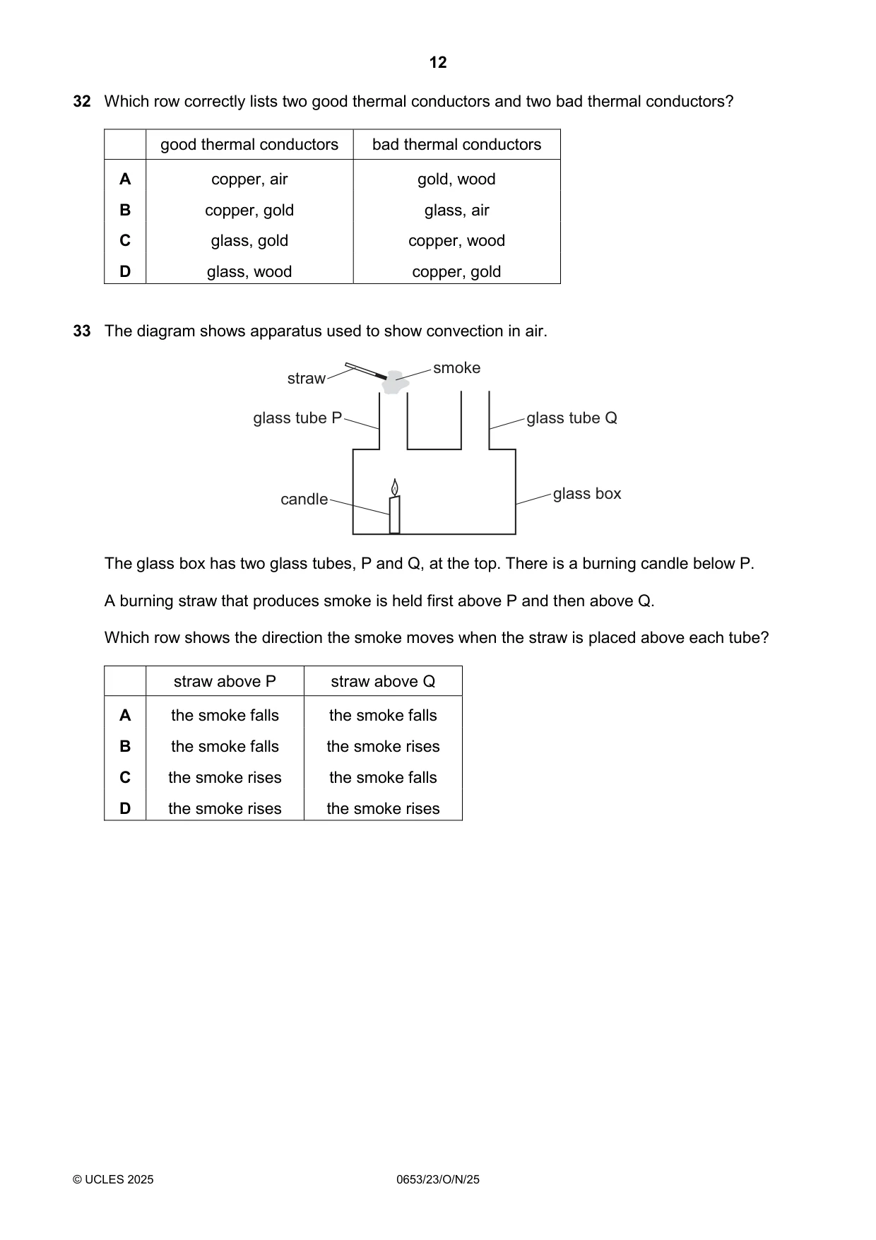 Cambridge IGCSE Science - Combined 0653 2025 Oct/Nov Paper 2 · Variant 3 question paper, page 12 of 16