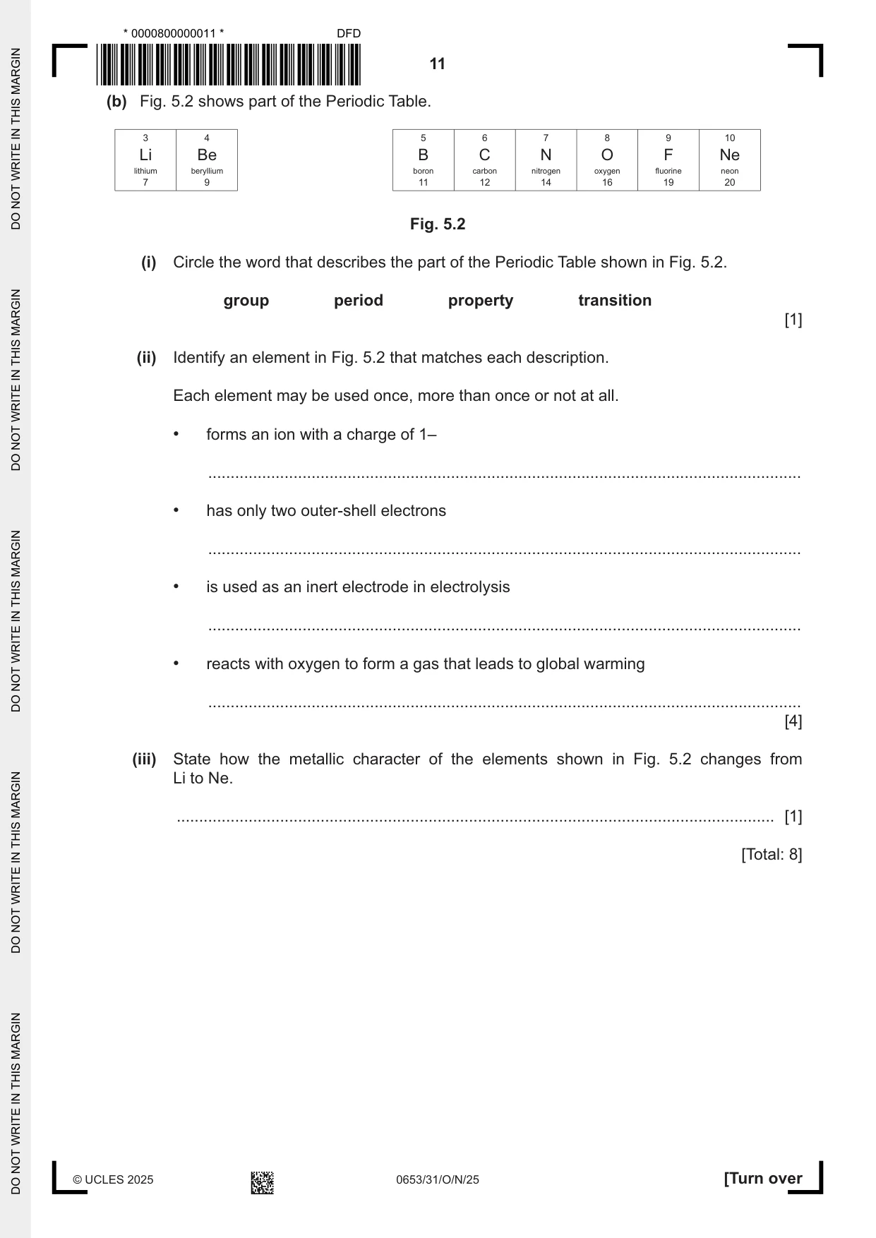 Cambridge IGCSE Science - Combined 0653 2025 Oct/Nov Paper 3 · Variant 1 question paper, page 11 of 20