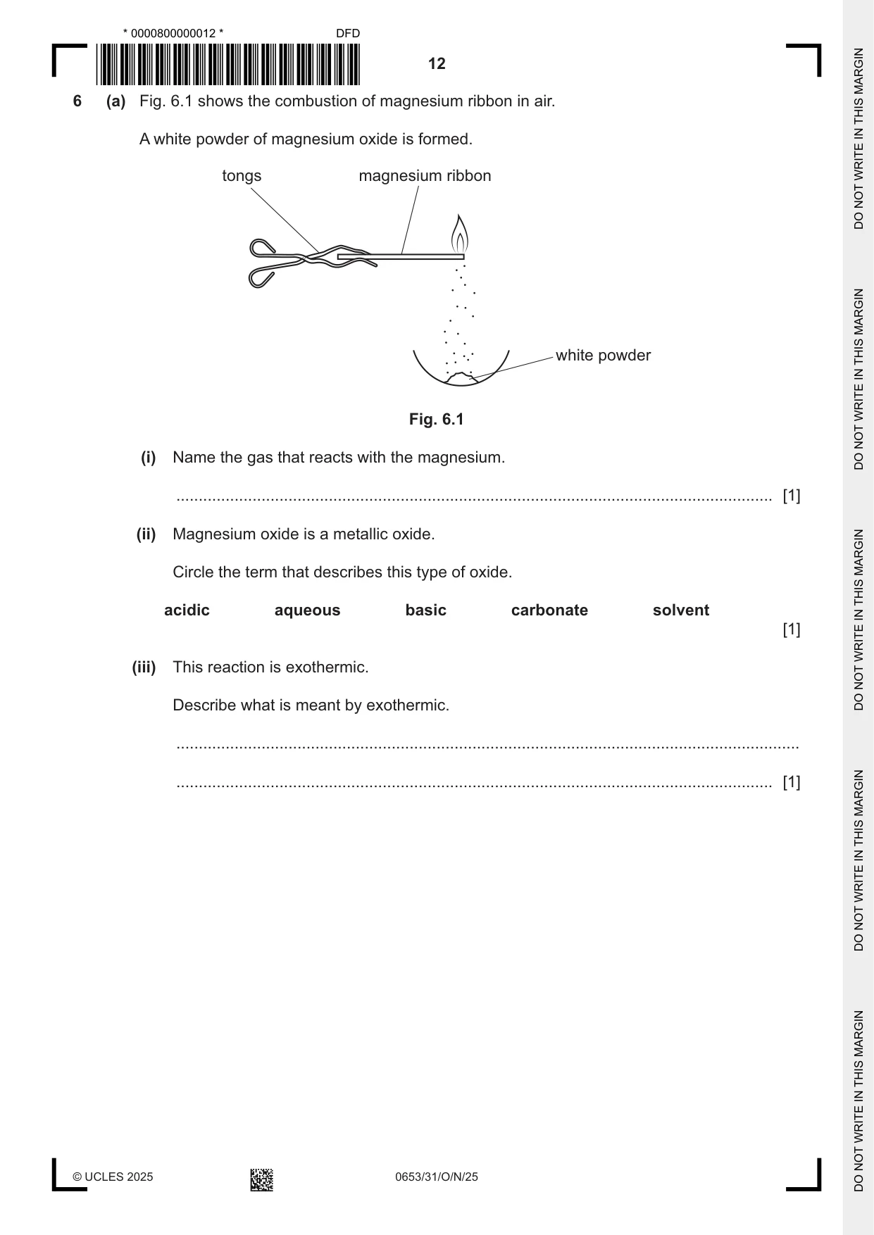Cambridge IGCSE Science - Combined 0653 2025 Oct/Nov Paper 3 · Variant 1 question paper, page 12 of 20
