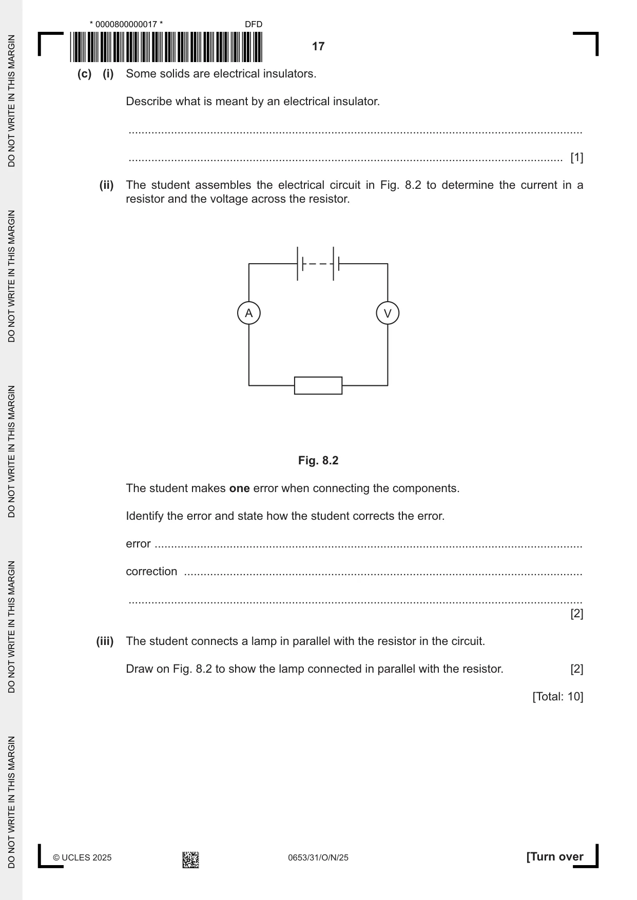Cambridge IGCSE Science - Combined 0653 2025 Oct/Nov Paper 3 · Variant 1 question paper, page 17 of 20