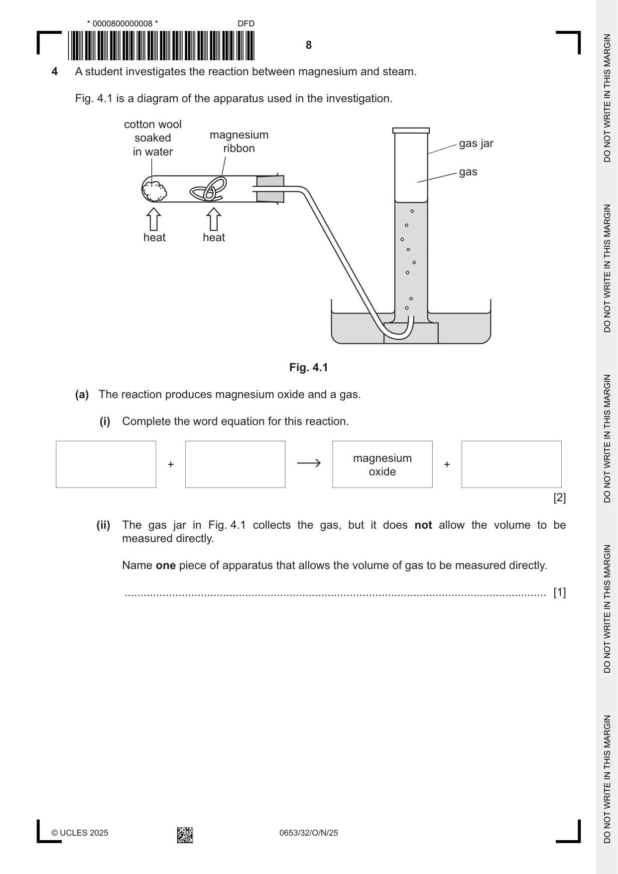 Cambridge IGCSE Science - Combined 0653 2025 Oct/Nov Paper 3 · Variant 2 question paper, page 8 of 20