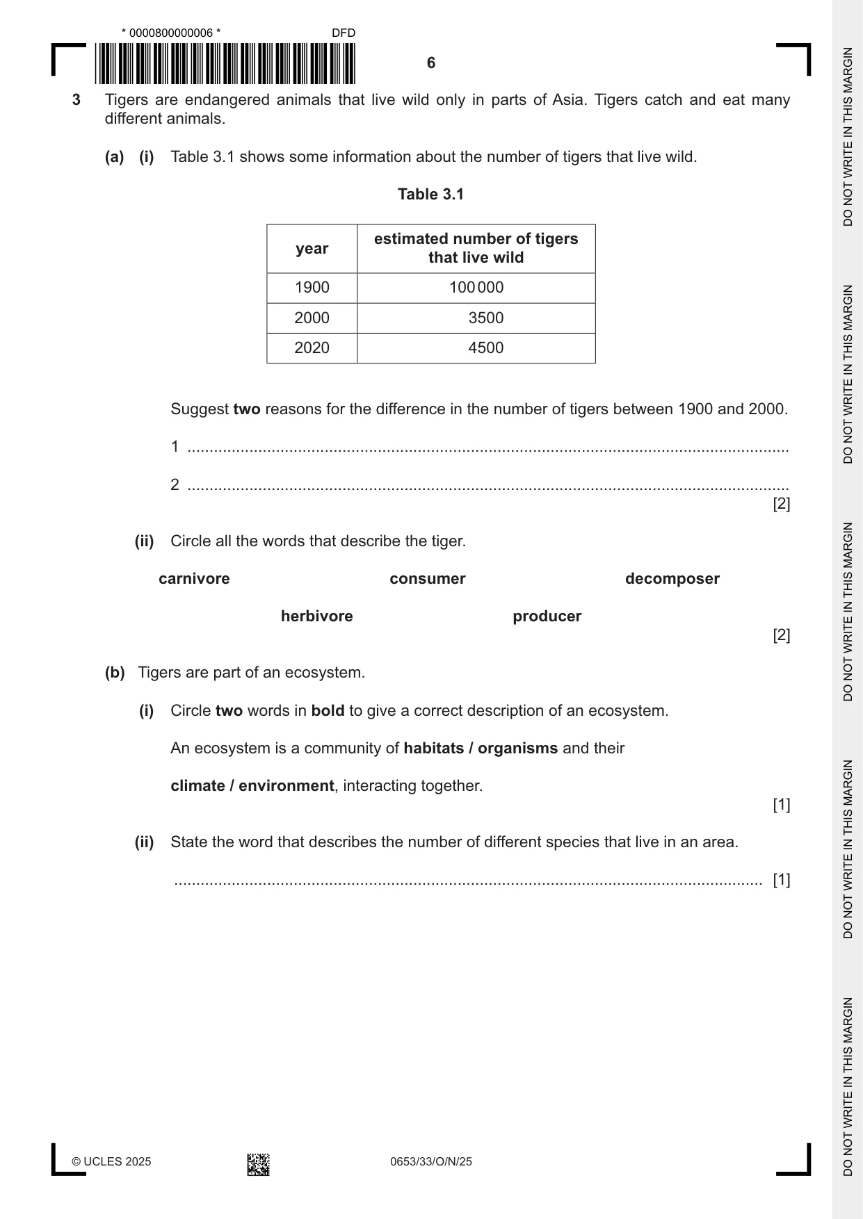 Cambridge IGCSE Science - Combined 0653 2025 Oct/Nov Paper 3 · Variant 3 question paper, page 6 of 20