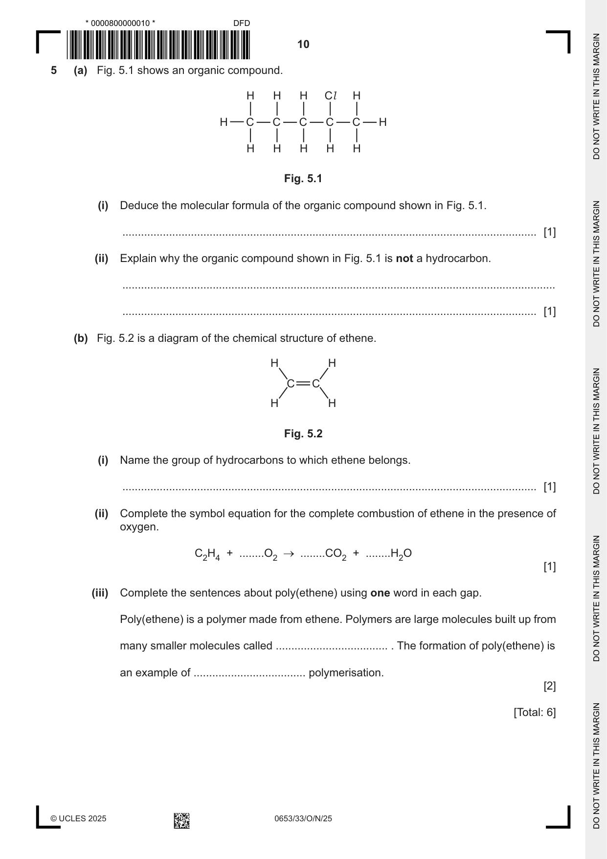 Cambridge IGCSE Science - Combined 0653 2025 Oct/Nov Paper 3 · Variant 3 question paper, page 10 of 20