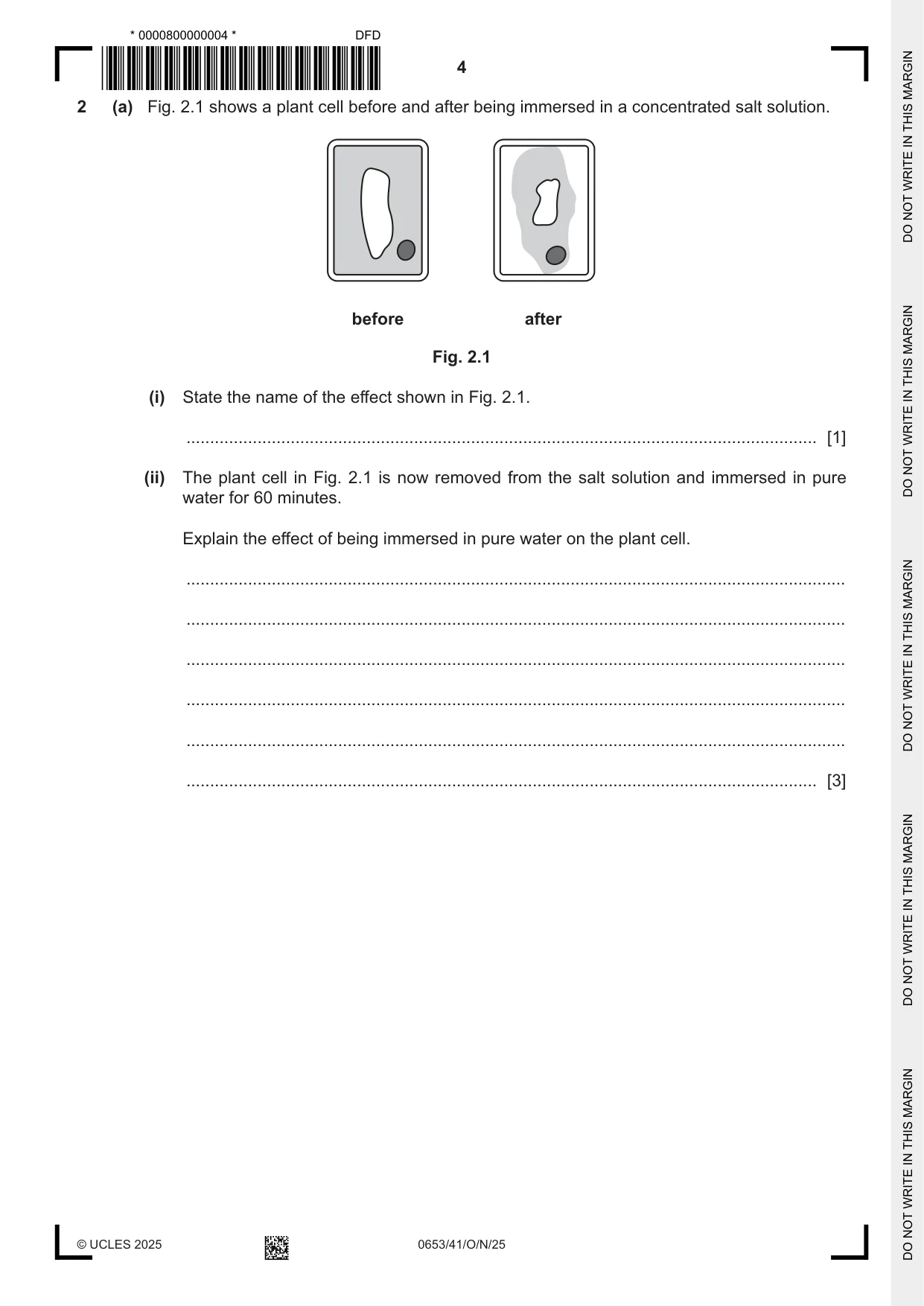 Cambridge IGCSE Science - Combined 0653 2025 Oct/Nov Paper 4 · Variant 1 question paper, page 4 of 20