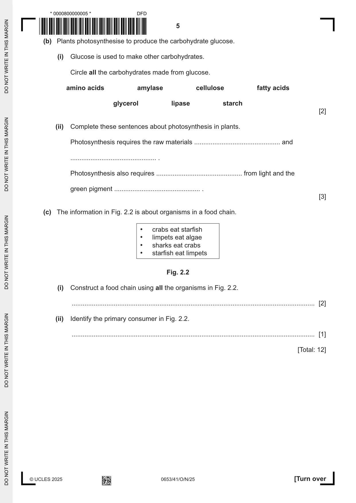 Cambridge IGCSE Science - Combined 0653 2025 Oct/Nov Paper 4 · Variant 1 question paper, page 5 of 20