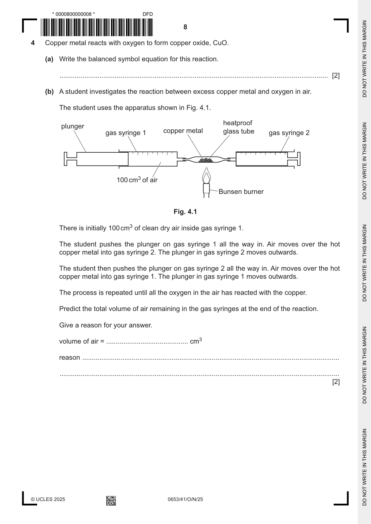 Cambridge IGCSE Science - Combined 0653 2025 Oct/Nov Paper 4 · Variant 1 question paper, page 8 of 20