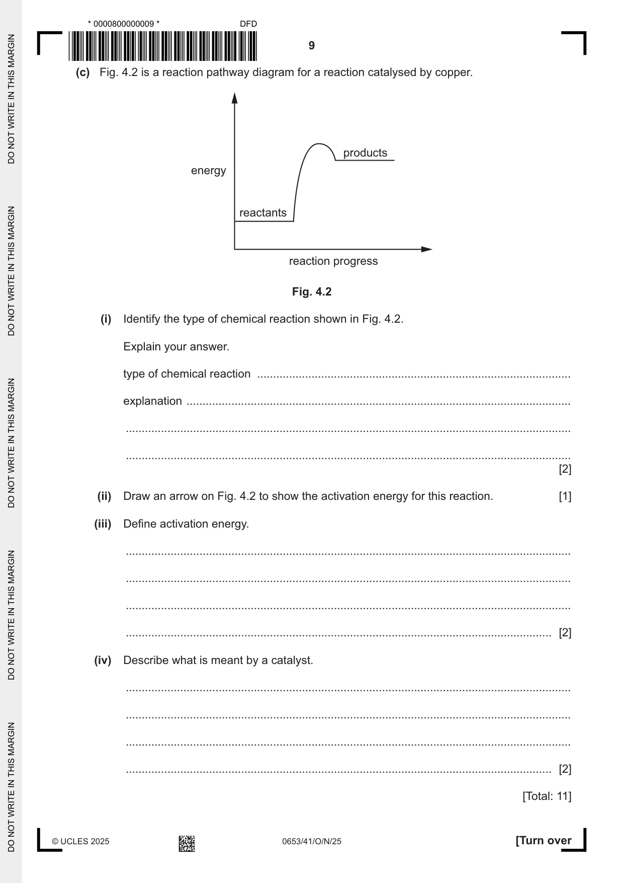 Cambridge IGCSE Science - Combined 0653 2025 Oct/Nov Paper 4 · Variant 1 question paper, page 9 of 20