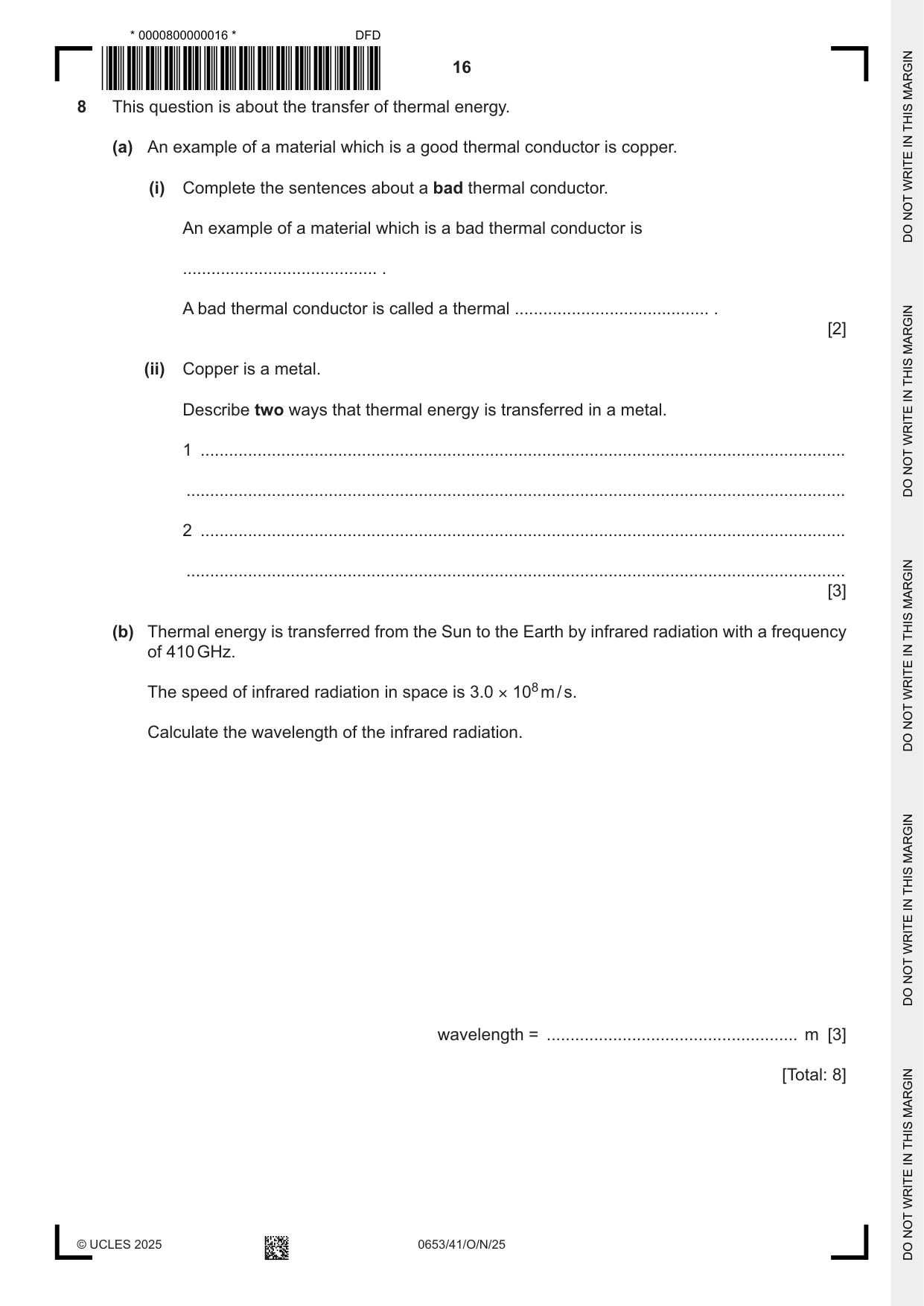 Cambridge IGCSE Science - Combined 0653 2025 Oct/Nov Paper 4 · Variant 1 question paper, page 16 of 20