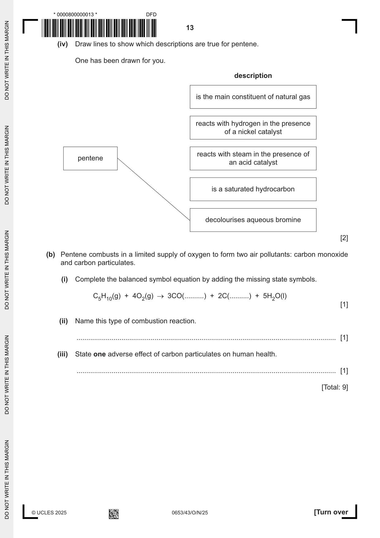 Cambridge IGCSE Science - Combined 0653 2025 Oct/Nov Paper 4 · Variant 3 question paper, page 13 of 20