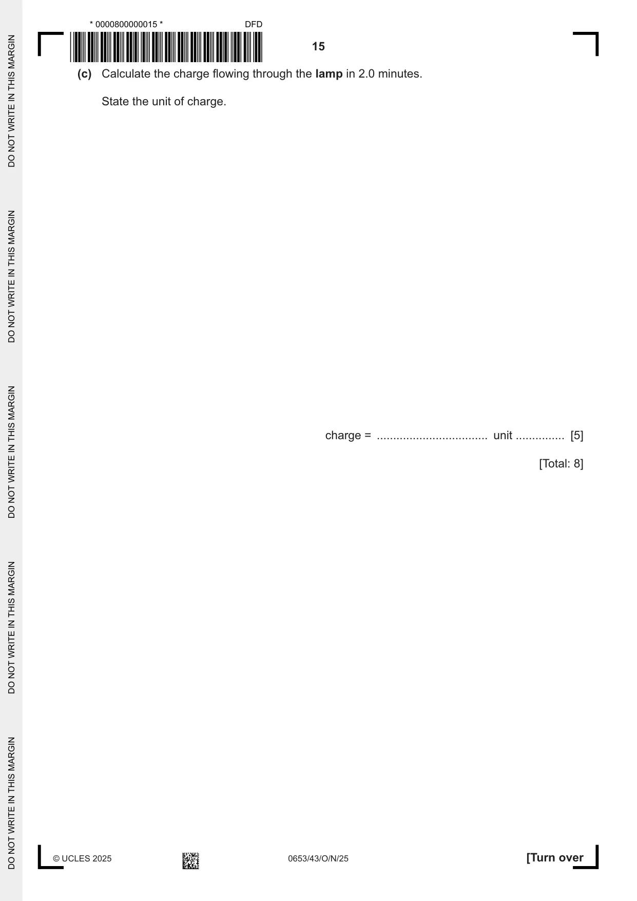 Cambridge IGCSE Science - Combined 0653 2025 Oct/Nov Paper 4 · Variant 3 question paper, page 15 of 20