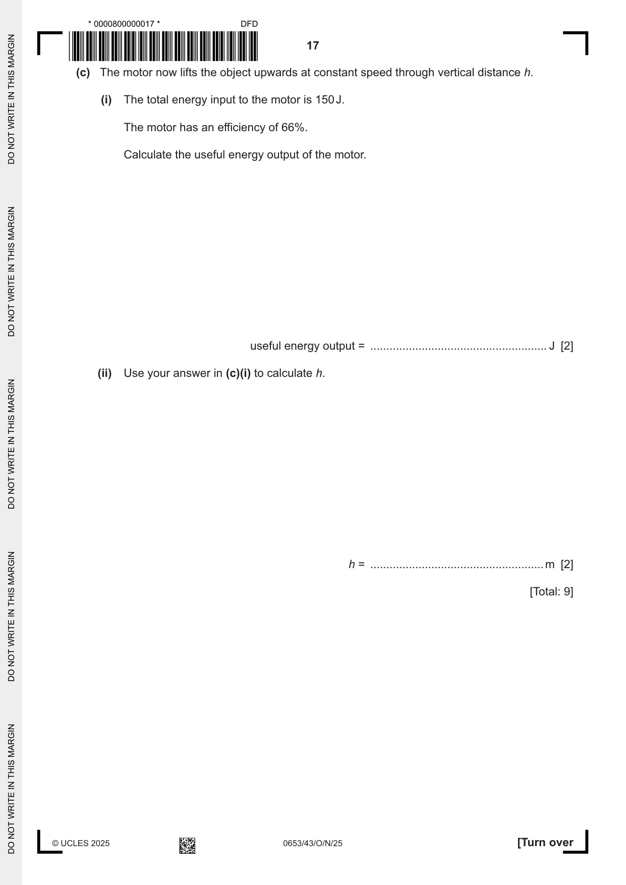 Cambridge IGCSE Science - Combined 0653 2025 Oct/Nov Paper 4 · Variant 3 question paper, page 17 of 20