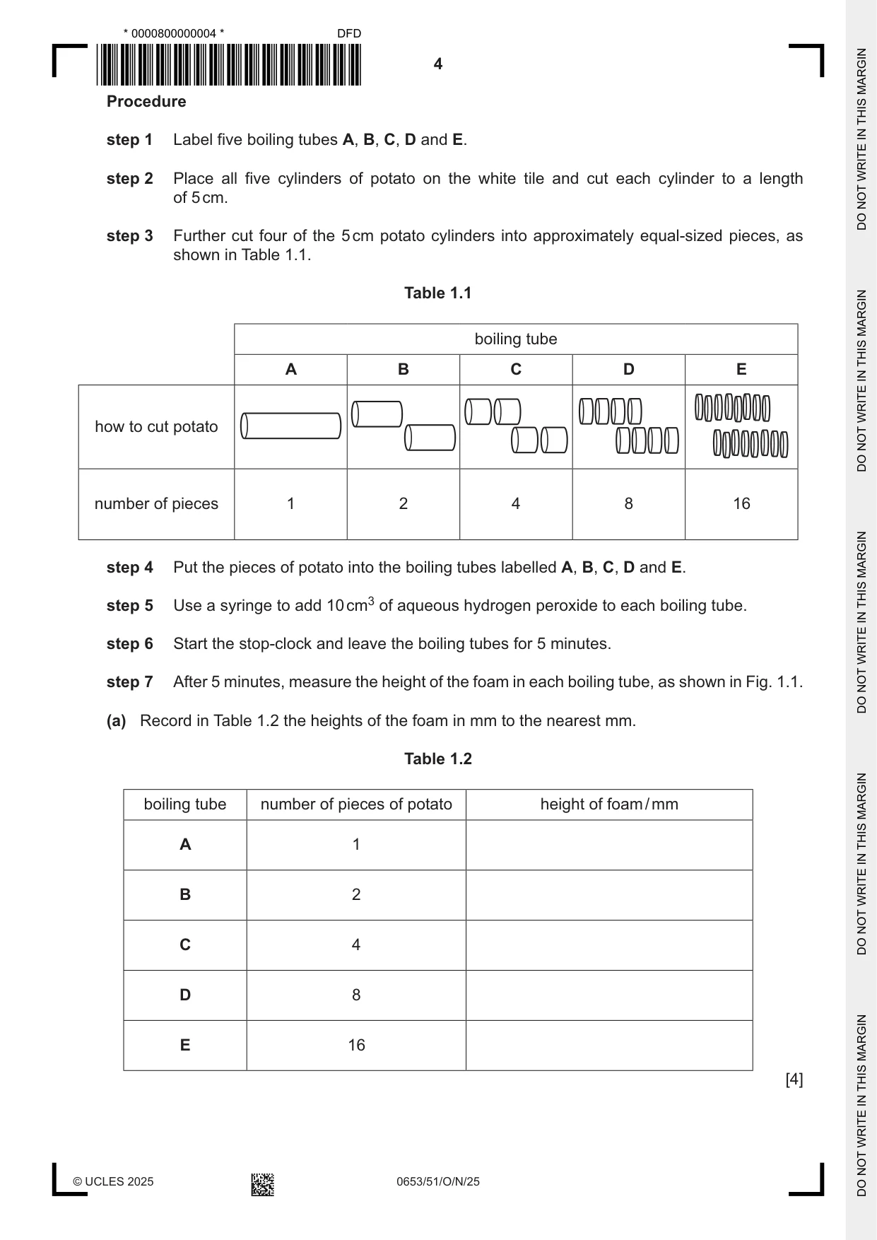 Cambridge IGCSE Science - Combined 0653 2025 Oct/Nov Paper 5 · Variant 1 question paper, page 4 of 16