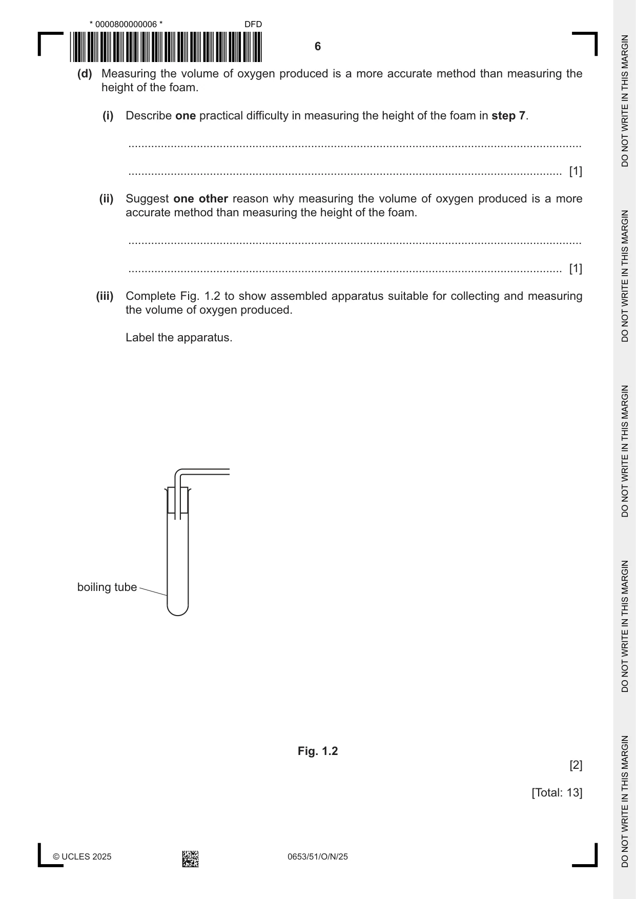 Cambridge IGCSE Science - Combined 0653 2025 Oct/Nov Paper 5 · Variant 1 question paper, page 6 of 16