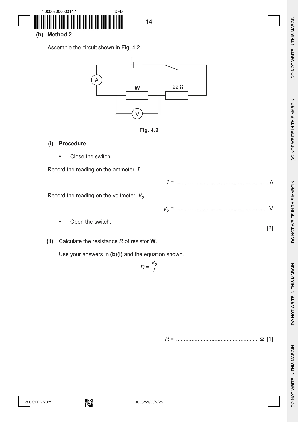 Cambridge IGCSE Science - Combined 0653 2025 Oct/Nov Paper 5 · Variant 1 question paper, page 14 of 16