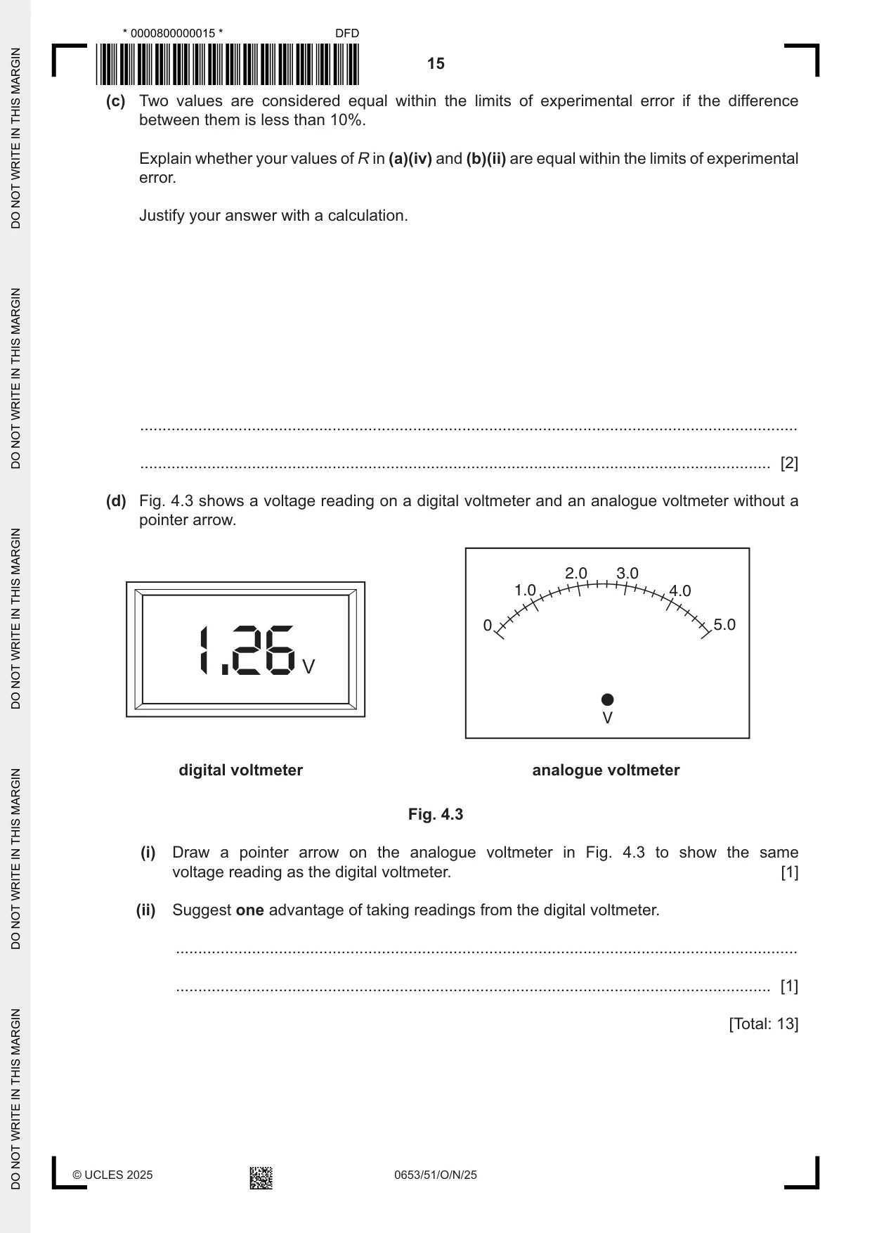 Cambridge IGCSE Science - Combined 0653 2025 Oct/Nov Paper 5 · Variant 1 question paper, page 15 of 16
