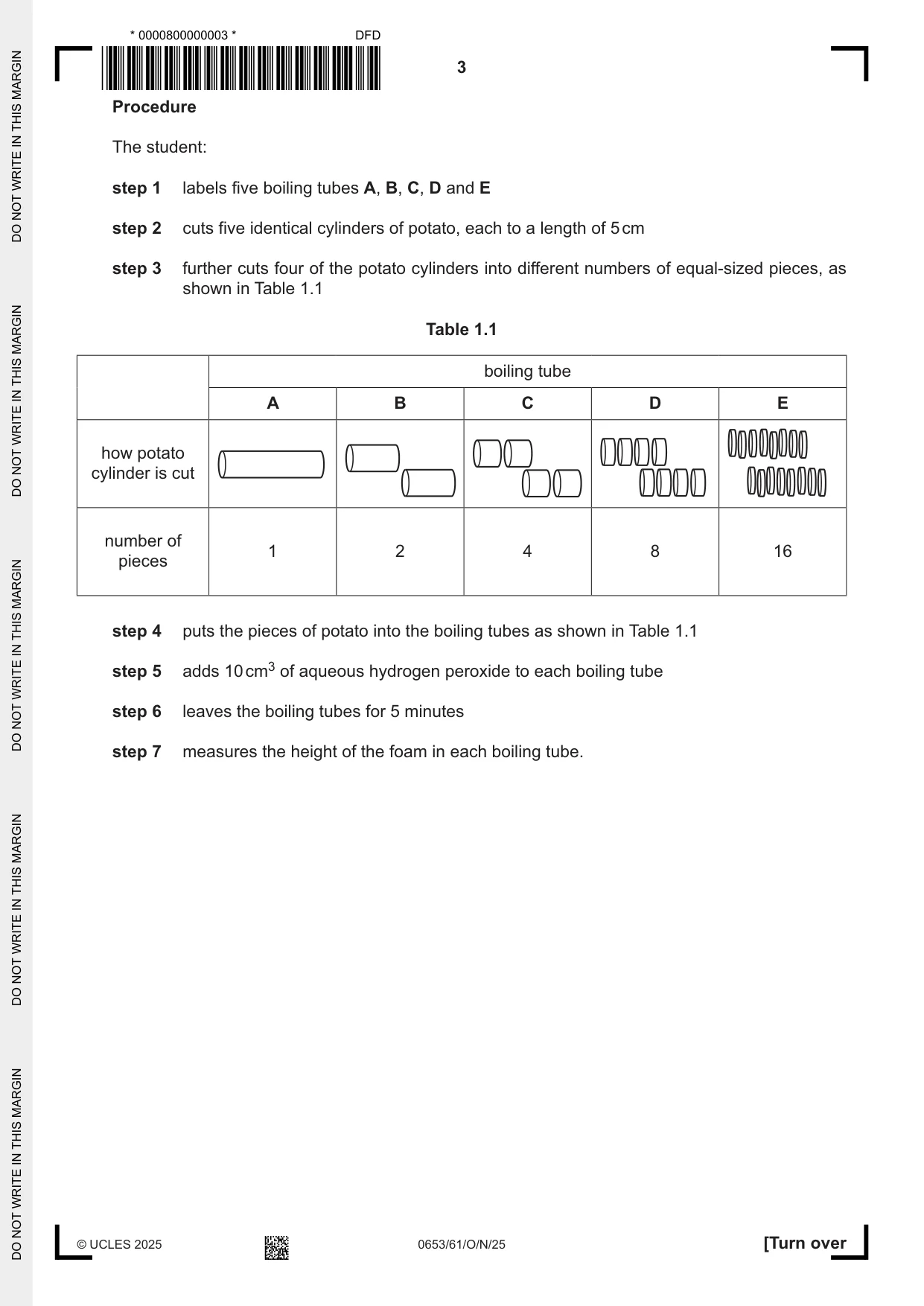 Cambridge IGCSE Science - Combined 0653 2025 Oct/Nov Paper 6 · Variant 1 question paper, page 3 of 16