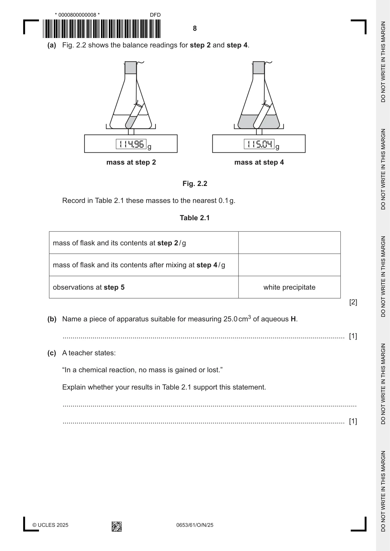 Cambridge IGCSE Science - Combined 0653 2025 Oct/Nov Paper 6 · Variant 1 question paper, page 8 of 16