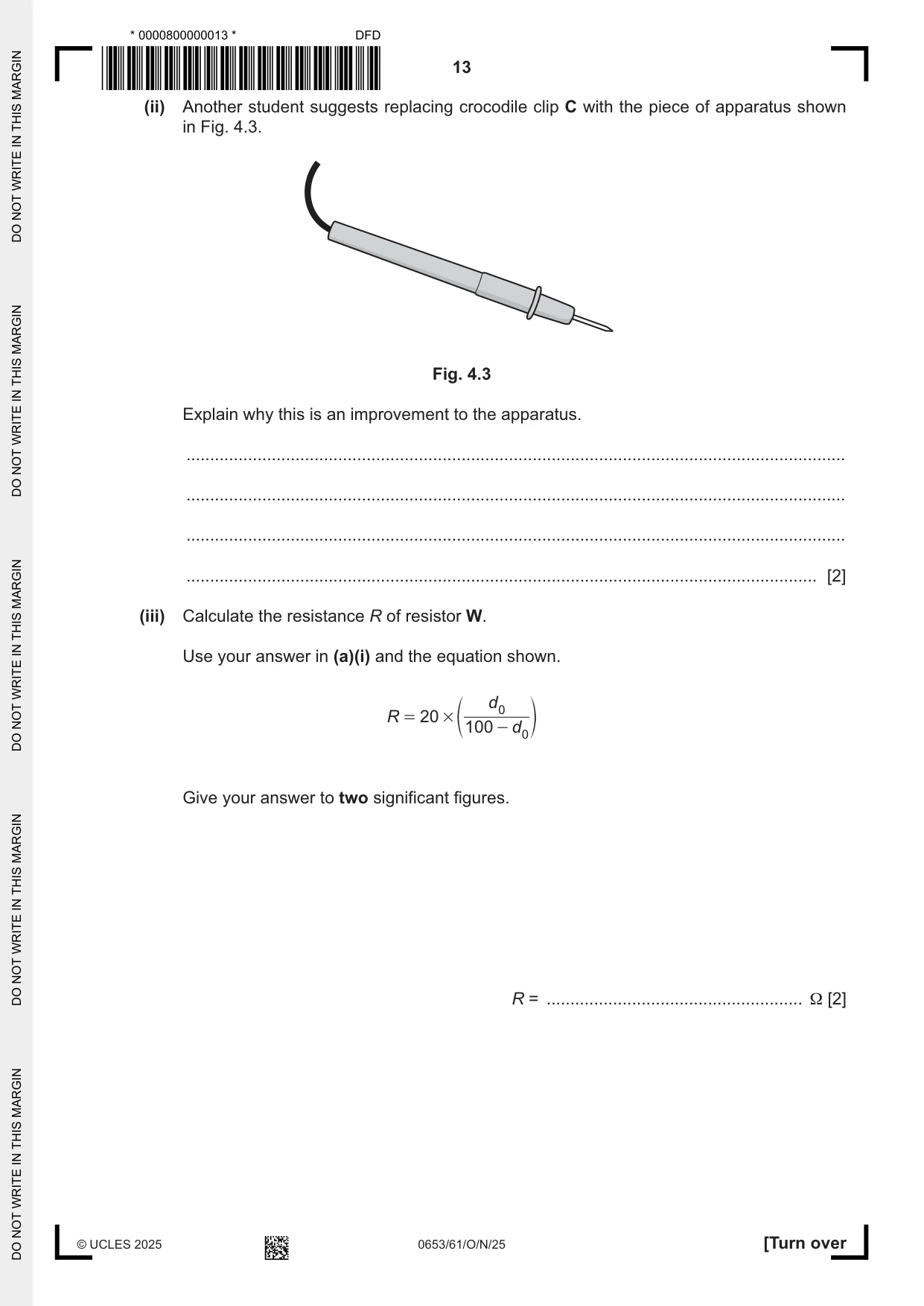 Cambridge IGCSE Science - Combined 0653 2025 Oct/Nov Paper 6 · Variant 1 question paper, page 13 of 16