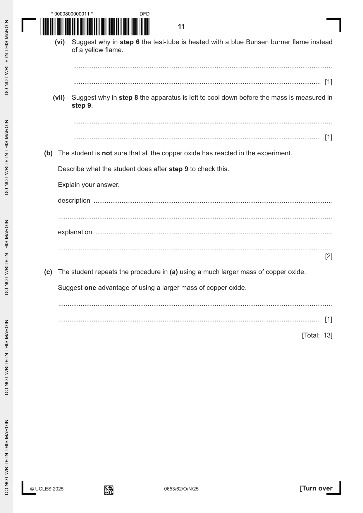 Cambridge IGCSE Science - Combined 0653 2025 Oct/Nov Paper 6 · Variant 2 question paper, page 11 of 16