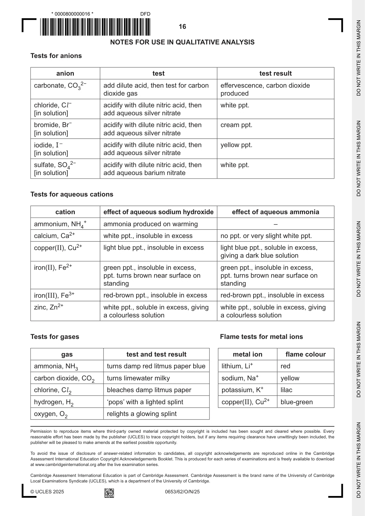 Cambridge IGCSE Science - Combined 0653 2025 Oct/Nov Paper 6 · Variant 2 question paper, page 16 of 16