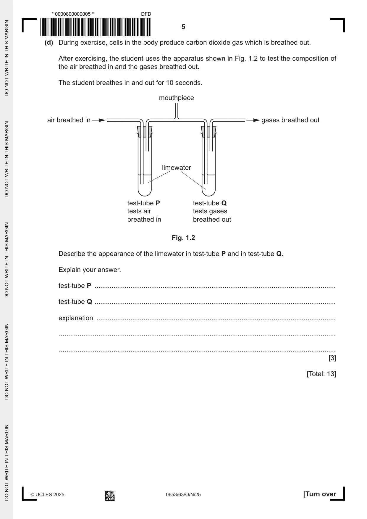 Cambridge IGCSE Science - Combined 0653 2025 Oct/Nov Paper 6 · Variant 3 question paper, page 5 of 20