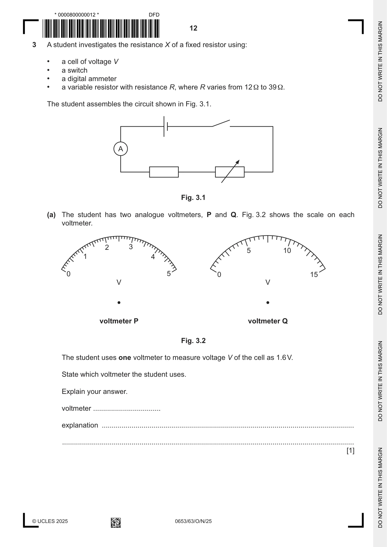 Cambridge IGCSE Science - Combined 0653 2025 Oct/Nov Paper 6 · Variant 3 question paper, page 12 of 20