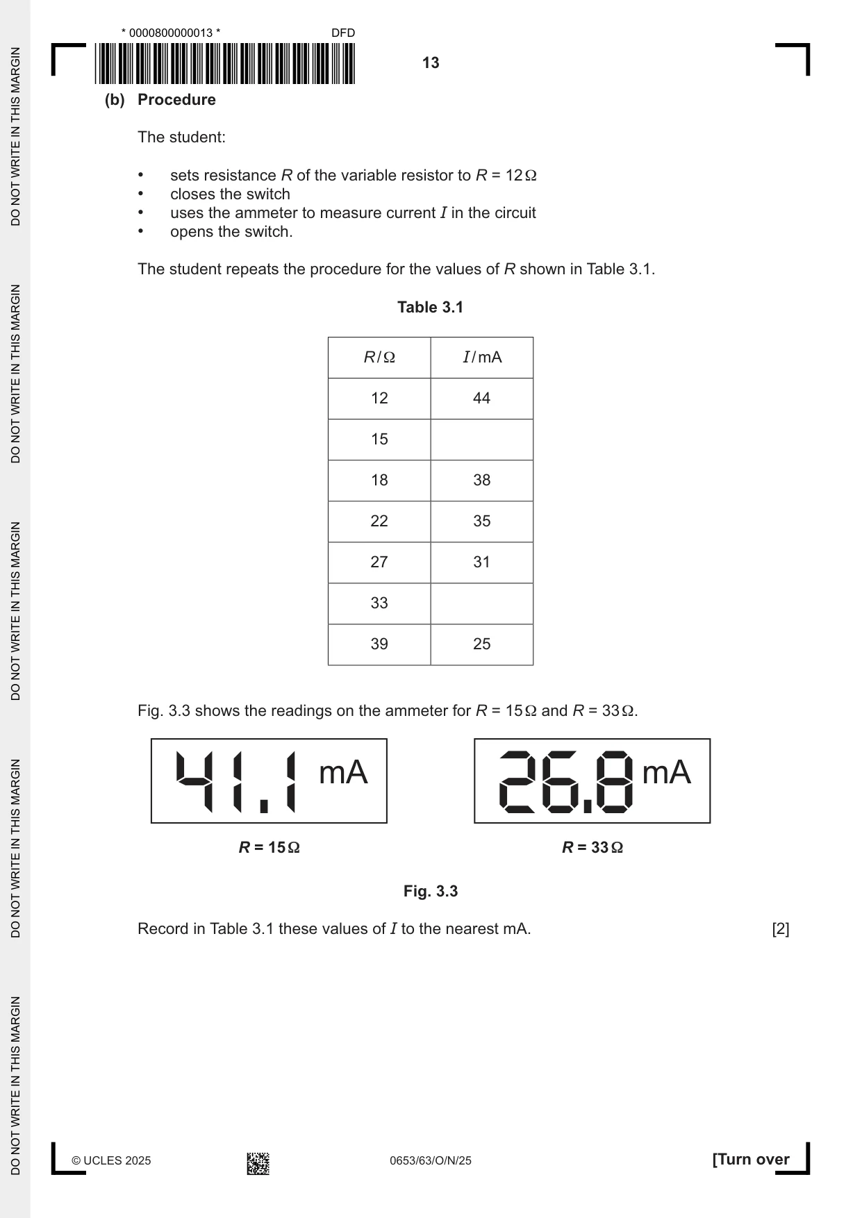 Cambridge IGCSE Science - Combined 0653 2025 Oct/Nov Paper 6 · Variant 3 question paper, page 13 of 20