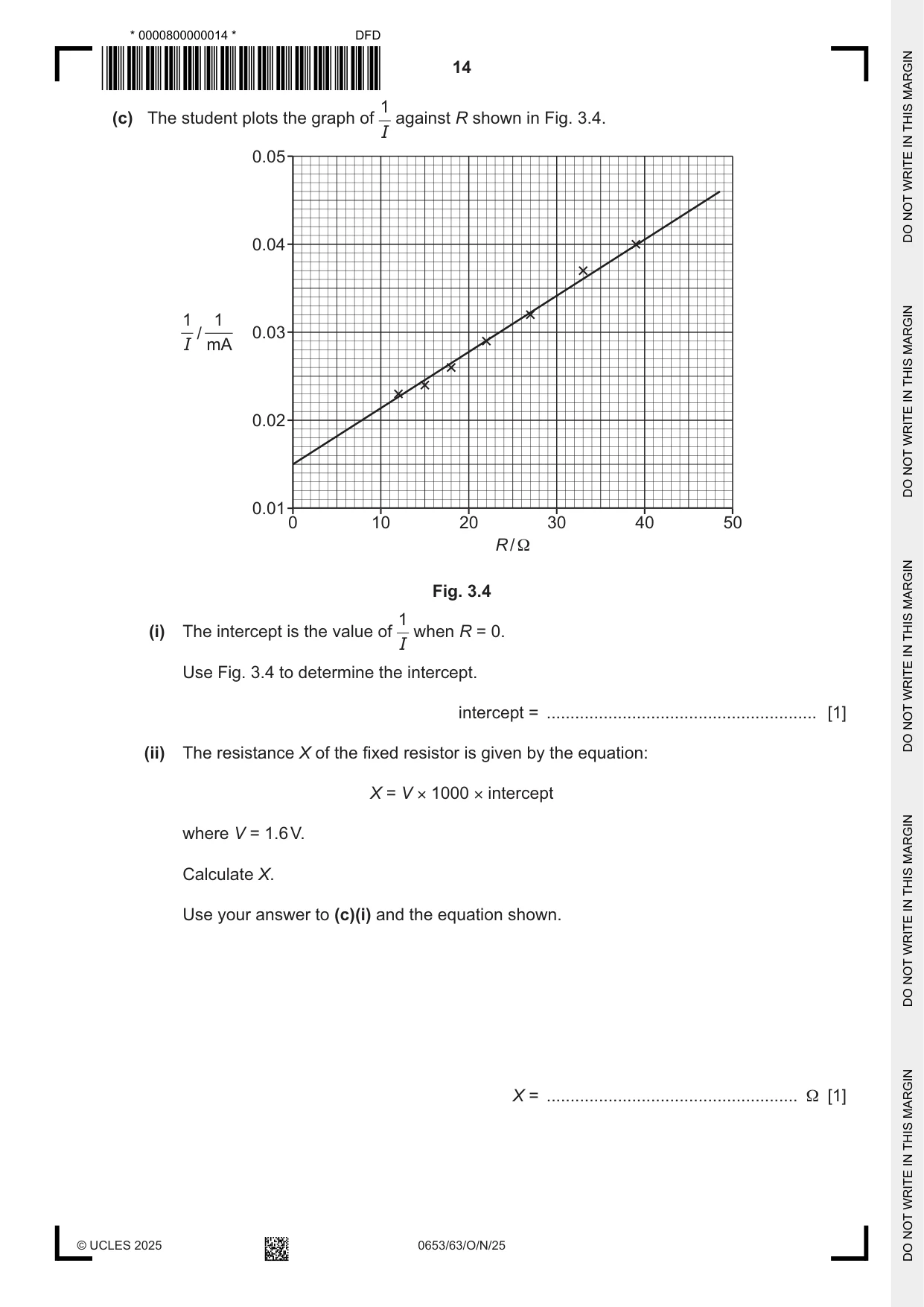 Cambridge IGCSE Science - Combined 0653 2025 Oct/Nov Paper 6 · Variant 3 question paper, page 14 of 20