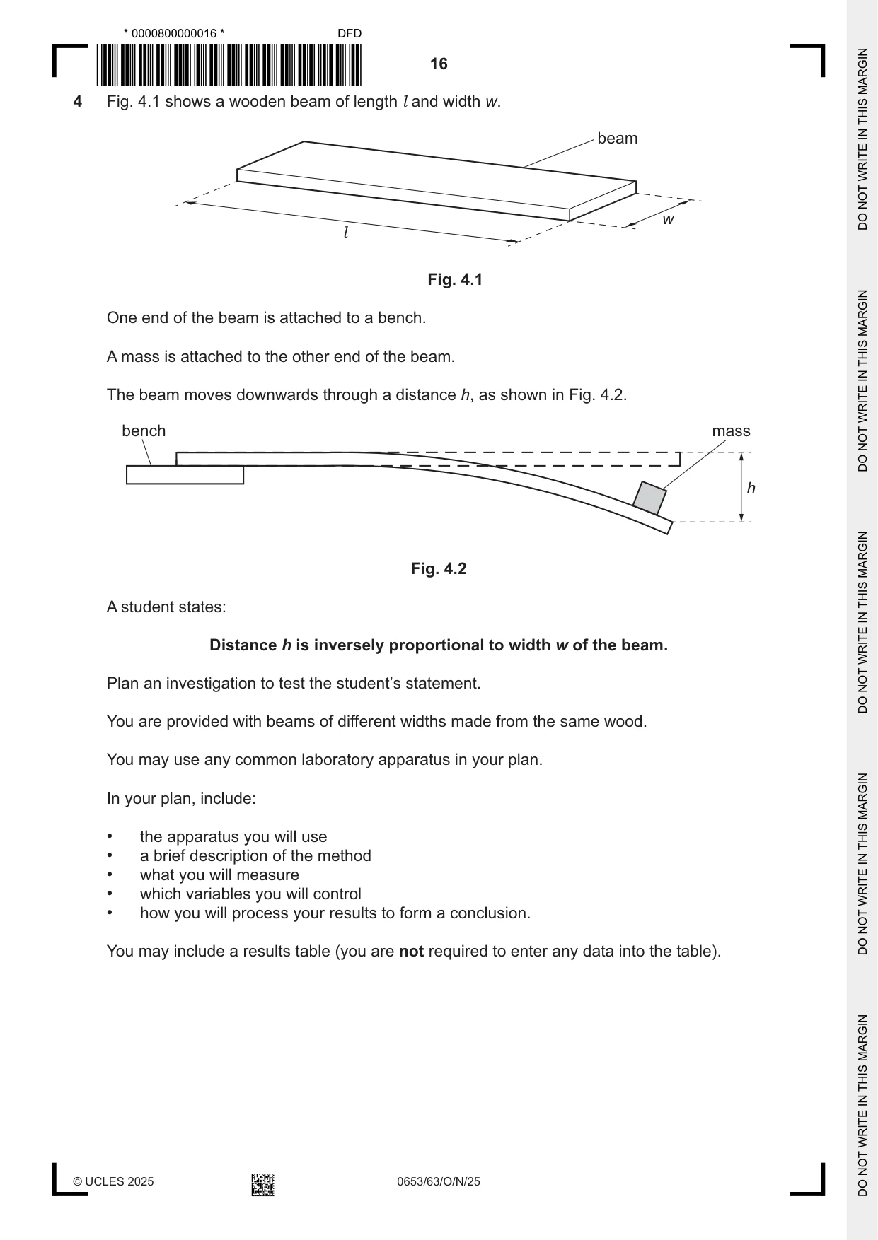 Cambridge IGCSE Science - Combined 0653 2025 Oct/Nov Paper 6 · Variant 3 question paper, page 16 of 20