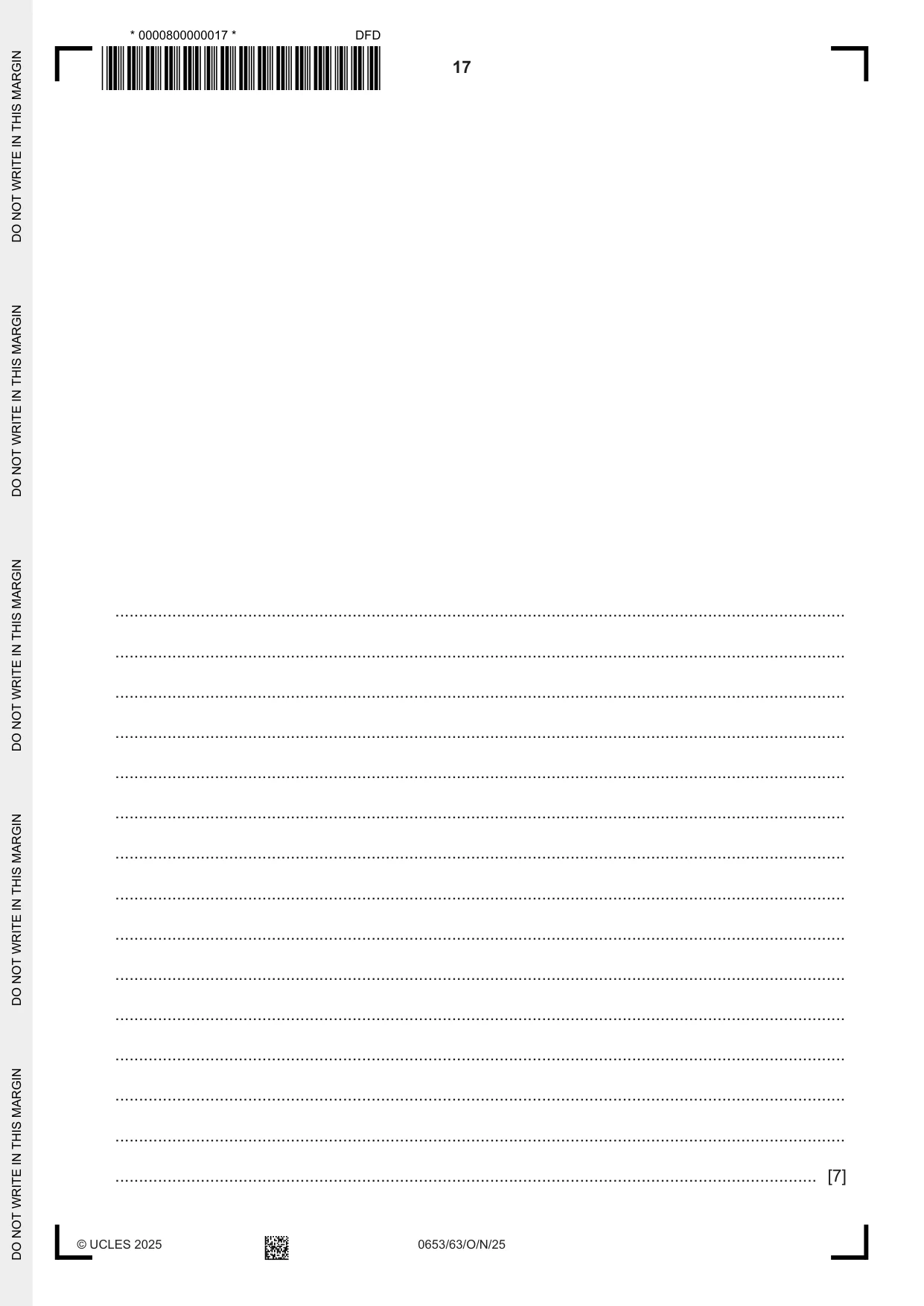 Cambridge IGCSE Science - Combined 0653 2025 Oct/Nov Paper 6 · Variant 3 question paper, page 17 of 20
