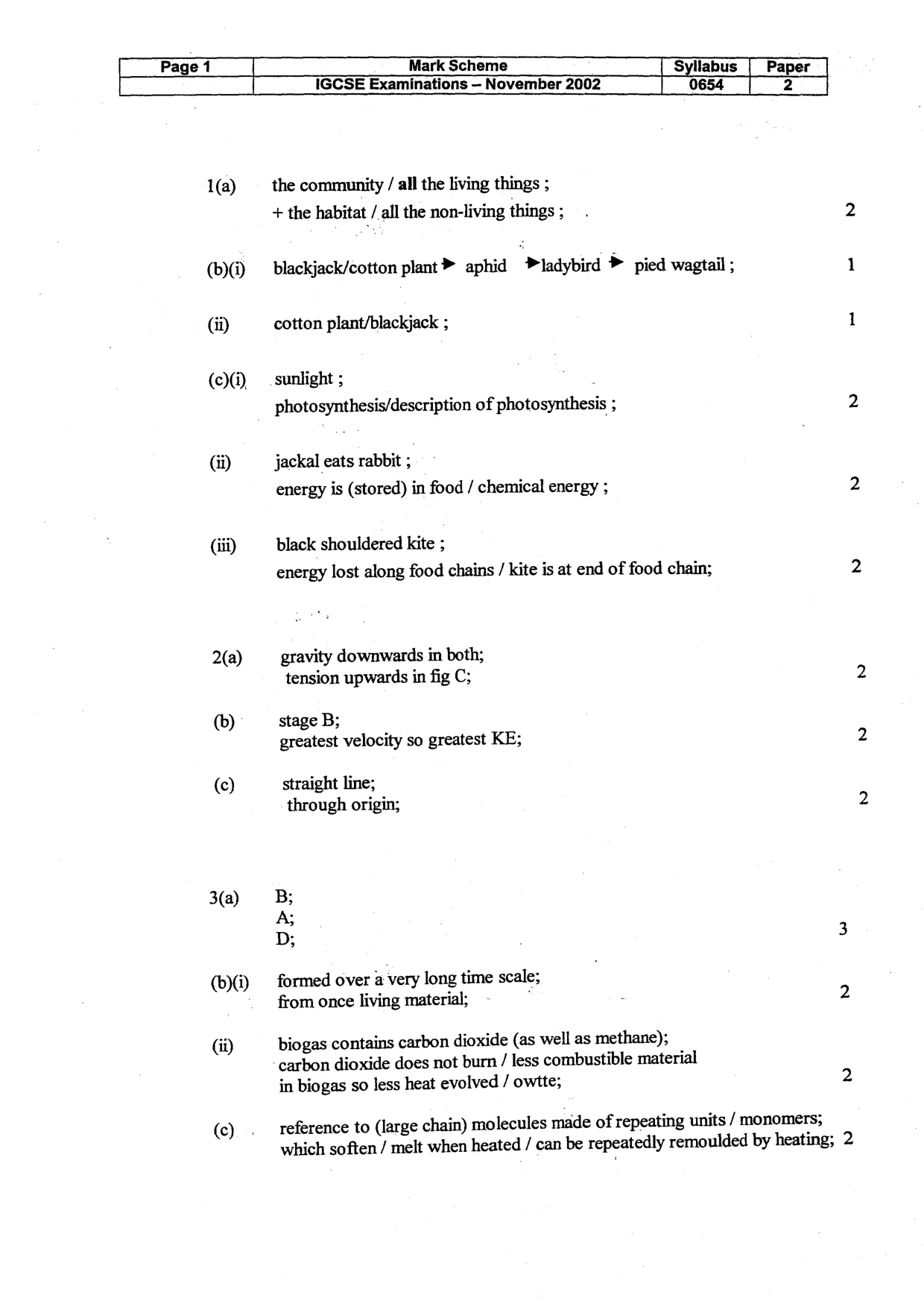 Mark scheme, page 2 of 6