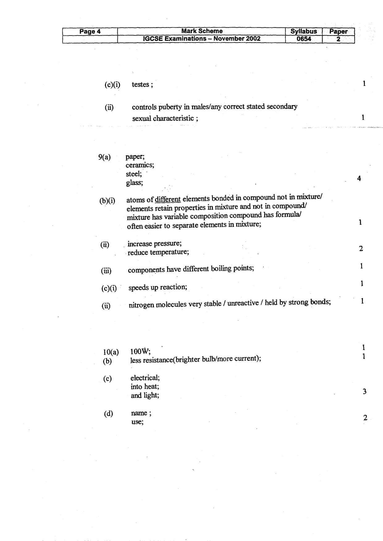 Mark scheme, page 5 of 6