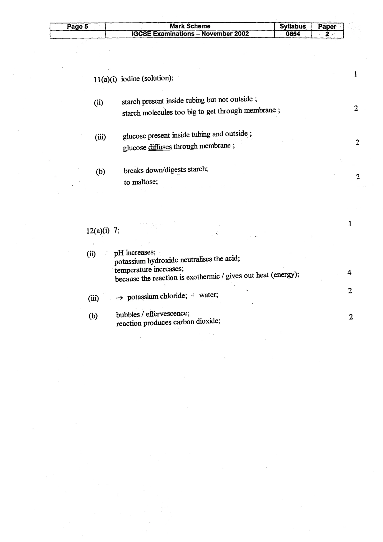 Mark scheme, page 6 of 6