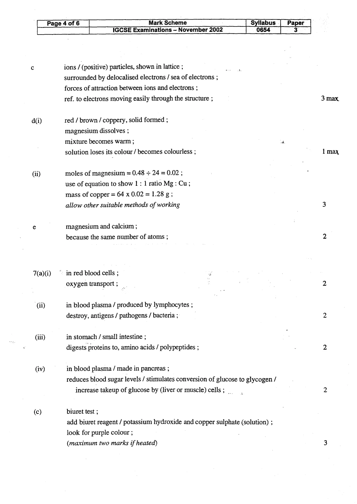 Mark scheme, page 5 of 7