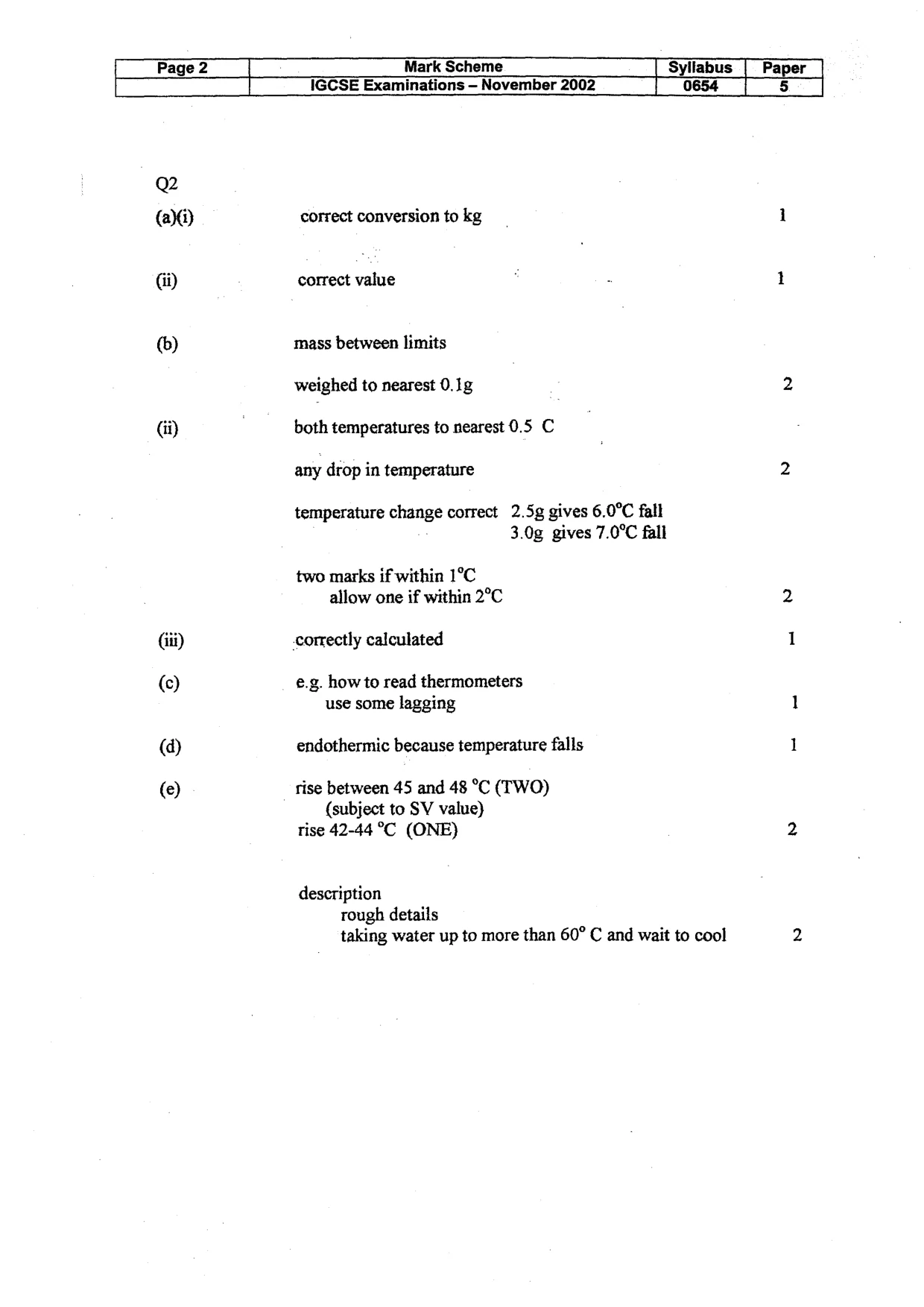 Mark scheme, page 3 of 4