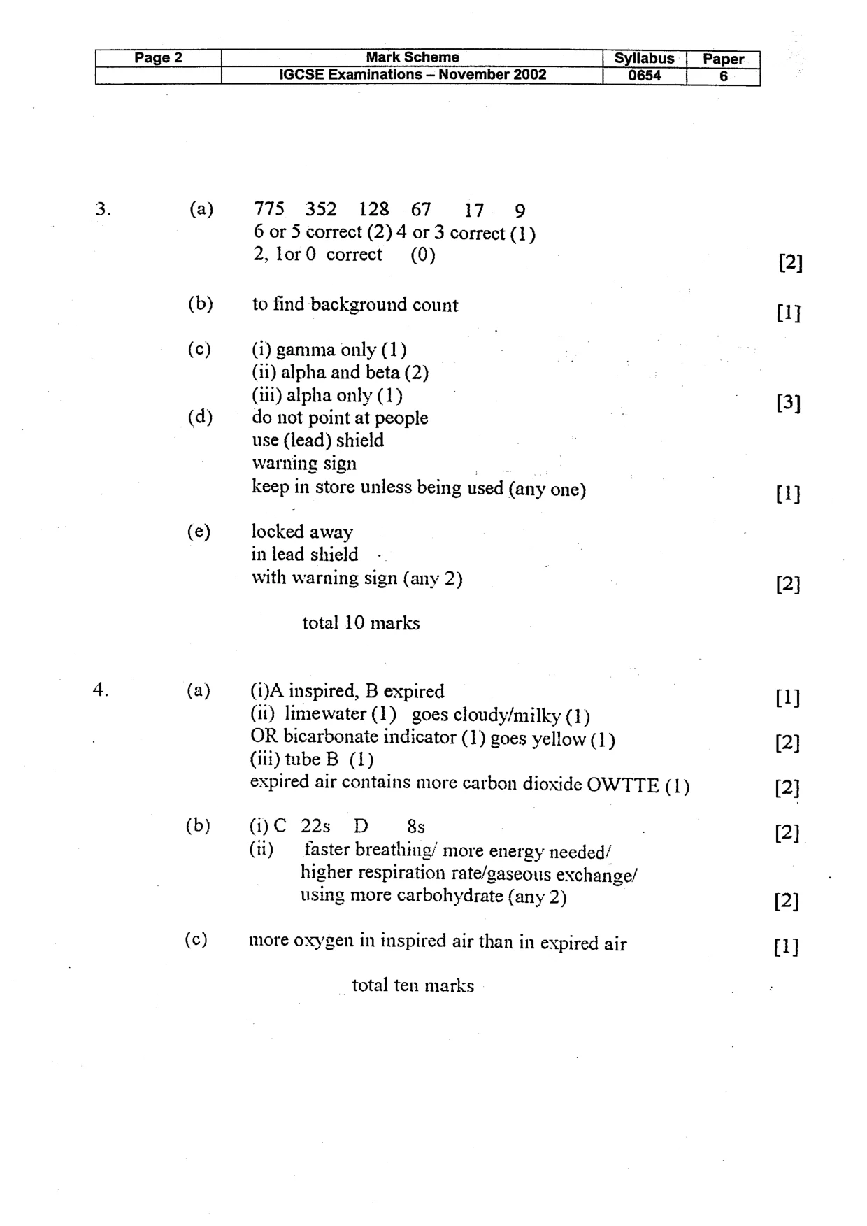 Mark scheme, page 3 of 4