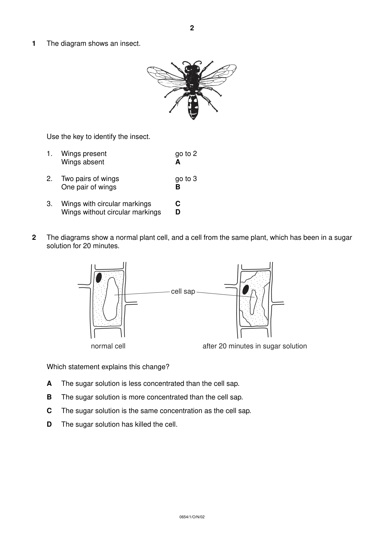 Cambridge IGCSE Sciences - Co-ordinated (Double) 0654 2002 Oct/Nov Paper 1 · Variant 1 question paper, page 2 of 20