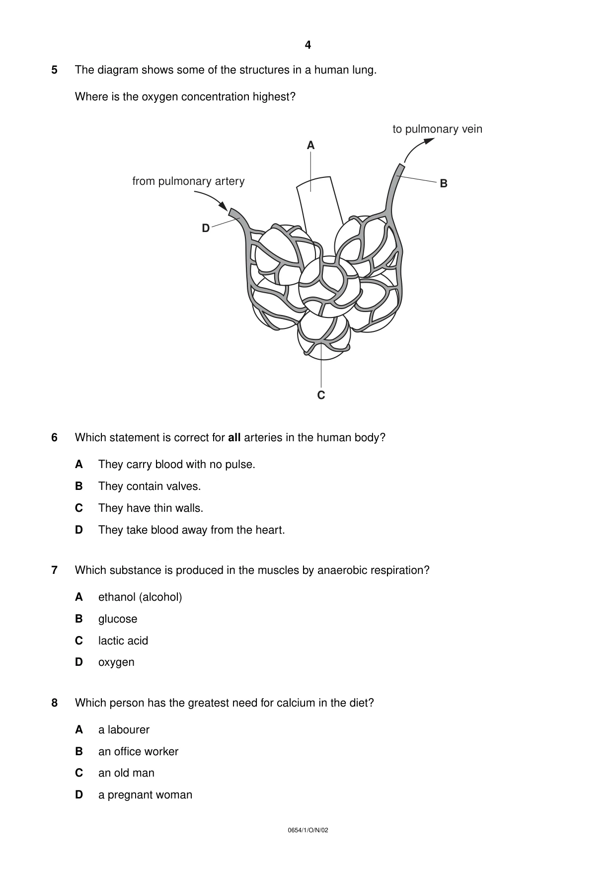 Cambridge IGCSE Sciences - Co-ordinated (Double) 0654 2002 Oct/Nov Paper 1 · Variant 1 question paper, page 4 of 20