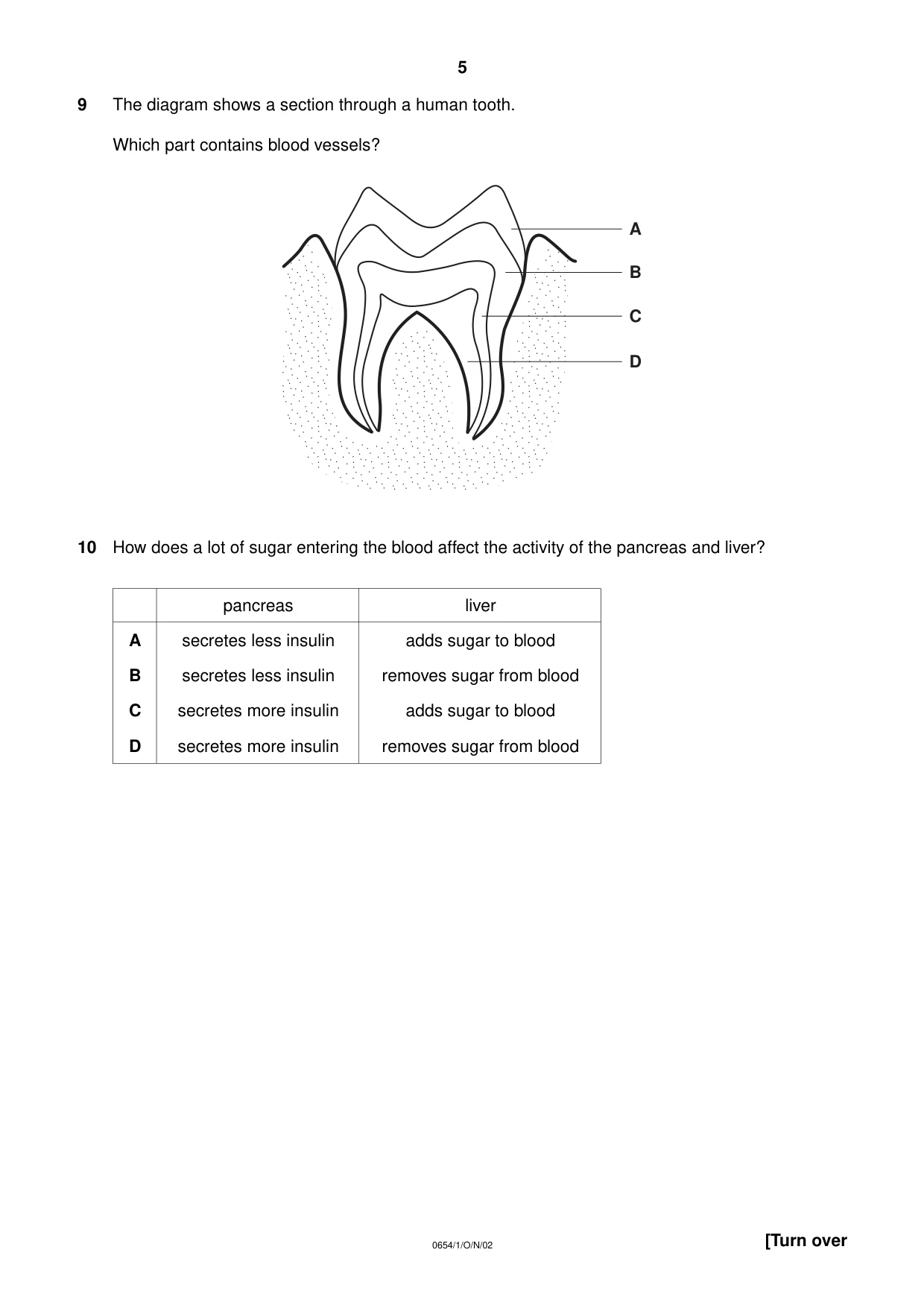 Cambridge IGCSE Sciences - Co-ordinated (Double) 0654 2002 Oct/Nov Paper 1 · Variant 1 question paper, page 5 of 20