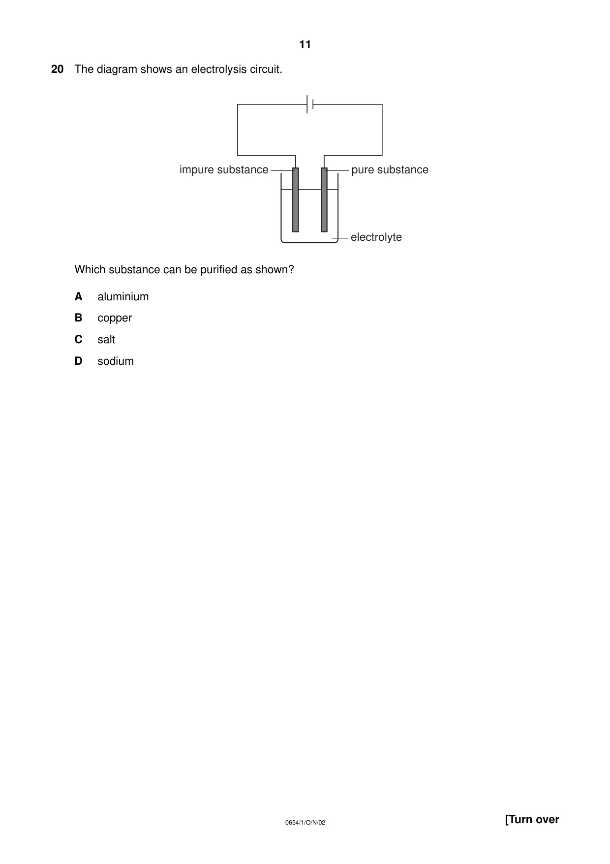 Cambridge IGCSE Sciences - Co-ordinated (Double) 0654 2002 Oct/Nov Paper 1 · Variant 1 question paper, page 11 of 20