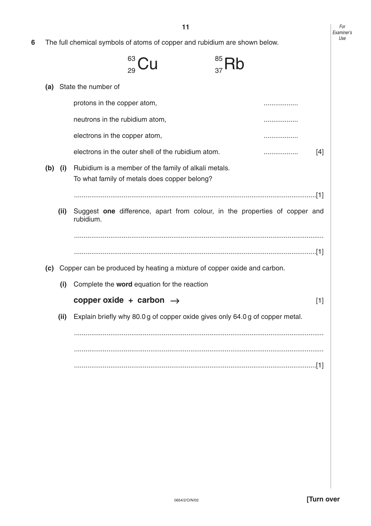 Cambridge IGCSE Sciences - Co-ordinated (Double) 0654 2002 Oct/Nov Paper 2 · Variant 1 question paper, page 11 of 20