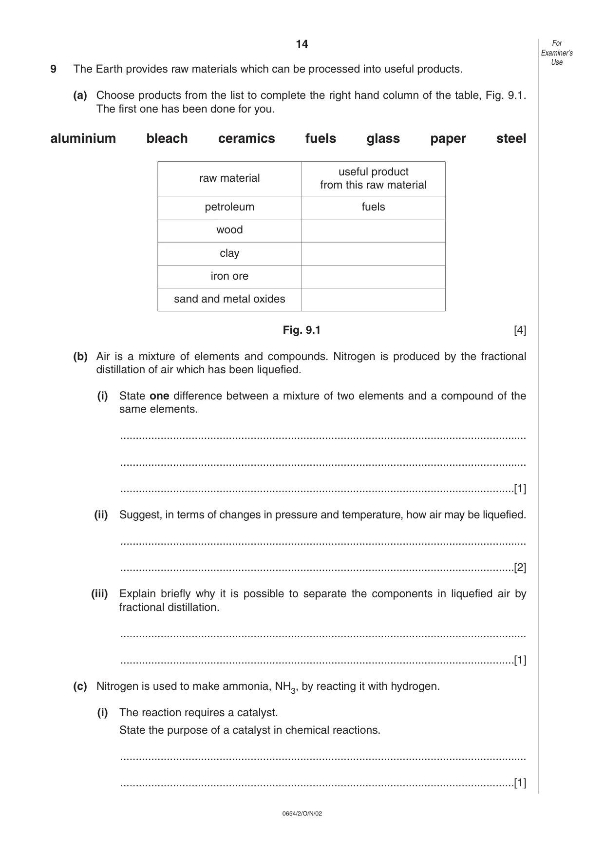 Cambridge IGCSE Sciences - Co-ordinated (Double) 0654 2002 Oct/Nov Paper 2 · Variant 1 question paper, page 14 of 20