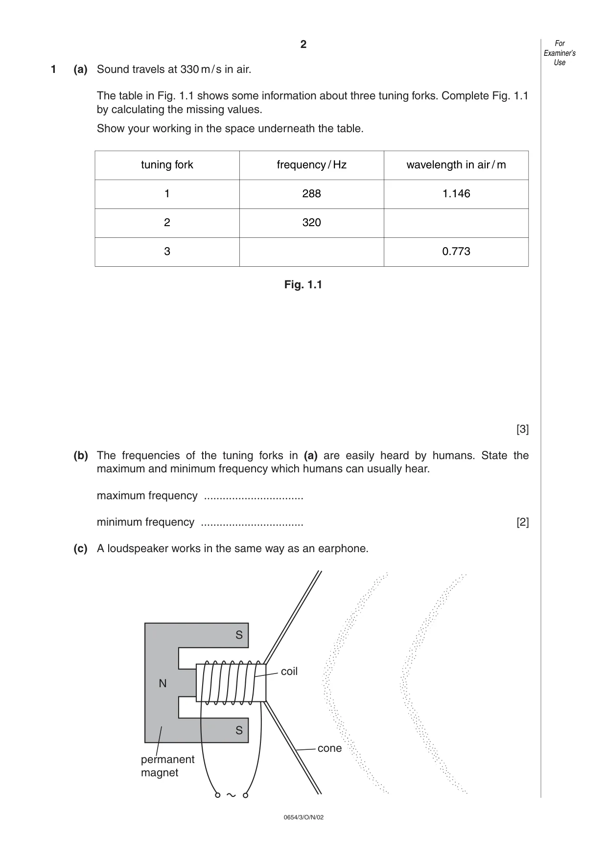 Cambridge IGCSE Sciences - Co-ordinated (Double) 0654 2002 Oct/Nov Paper 3 · Variant 1 question paper, page 2 of 20