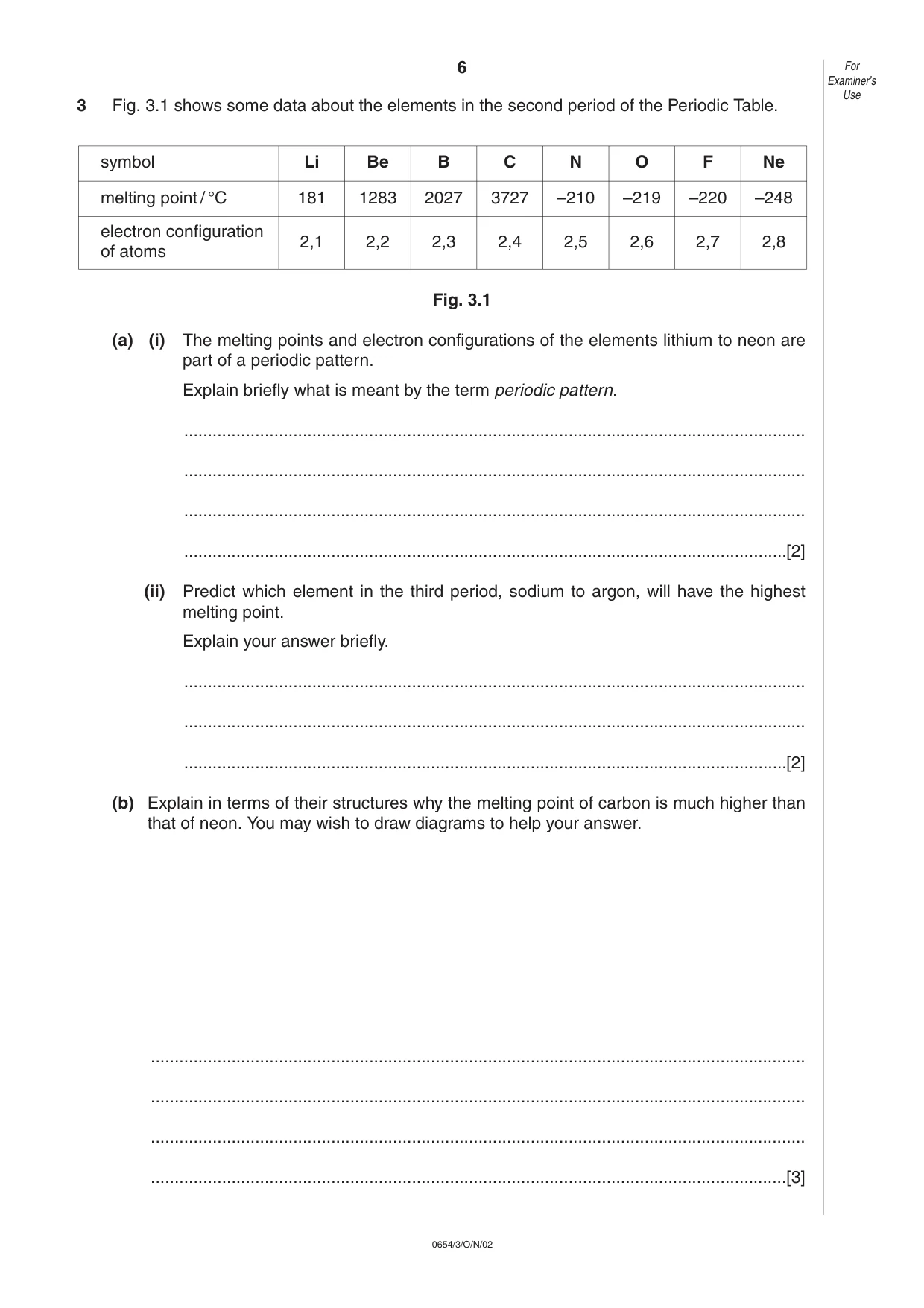 Cambridge IGCSE Sciences - Co-ordinated (Double) 0654 2002 Oct/Nov Paper 3 · Variant 1 question paper, page 6 of 20