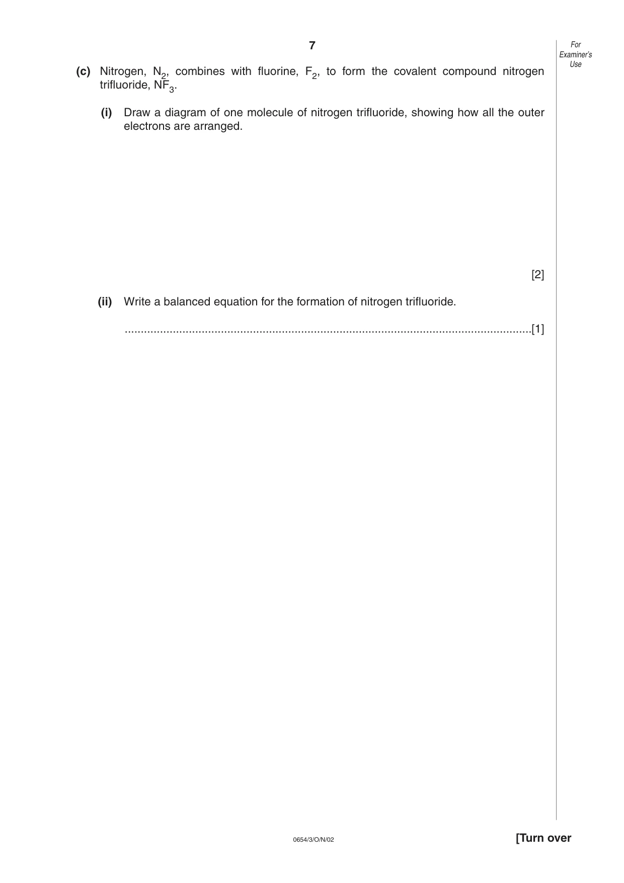 Cambridge IGCSE Sciences - Co-ordinated (Double) 0654 2002 Oct/Nov Paper 3 · Variant 1 question paper, page 7 of 20