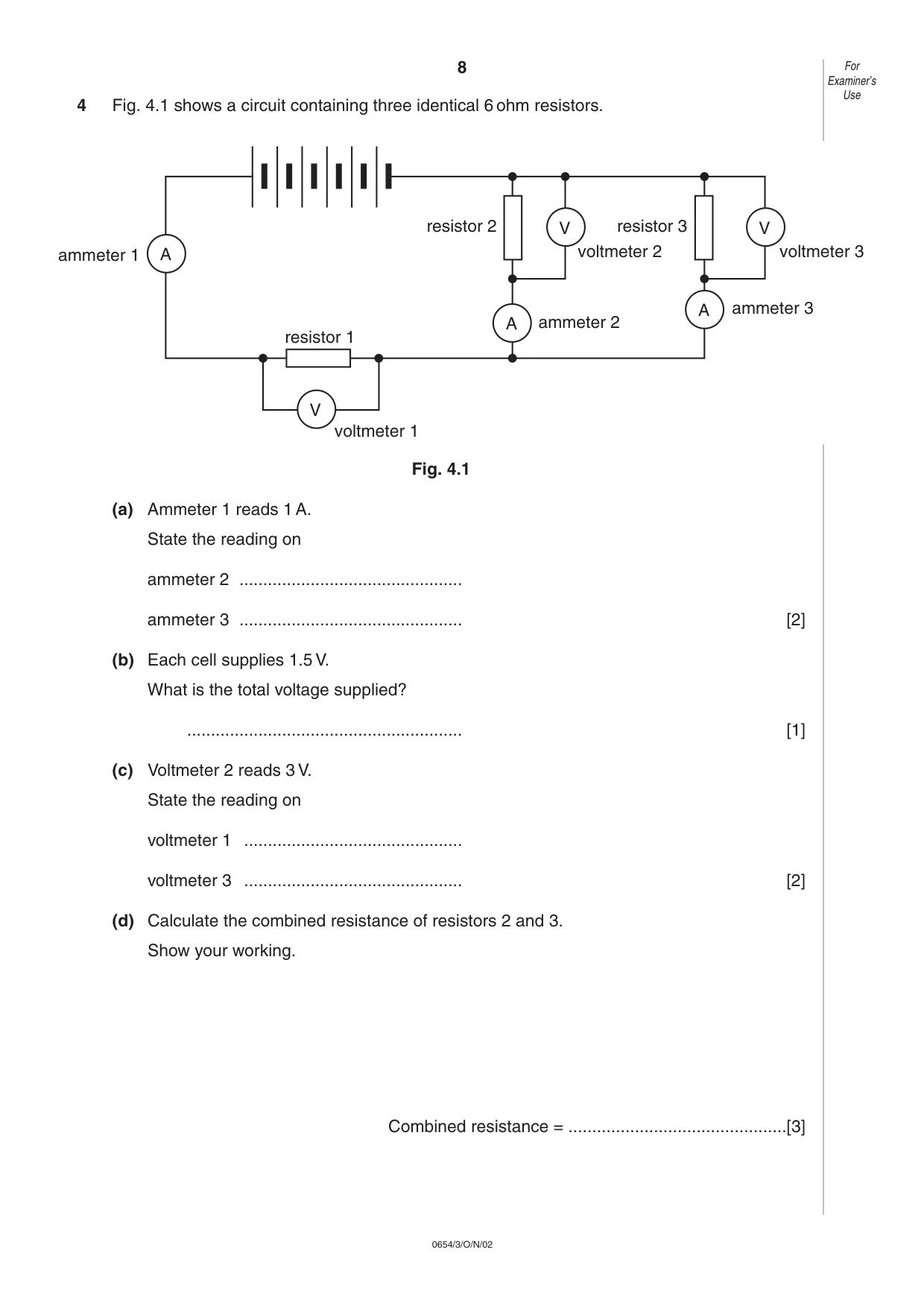 Cambridge IGCSE Sciences - Co-ordinated (Double) 0654 2002 Oct/Nov Paper 3 · Variant 1 question paper, page 8 of 20