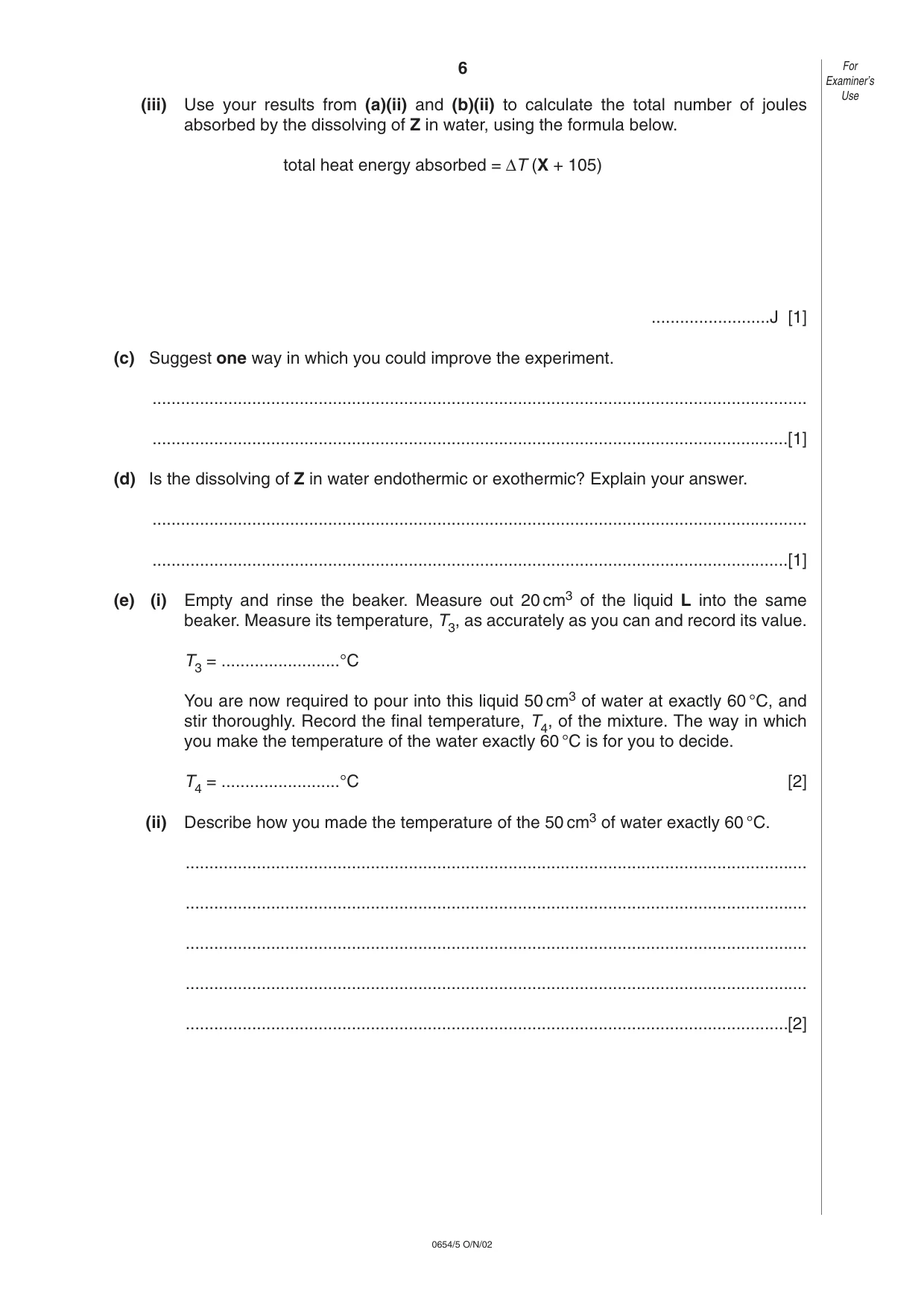 Cambridge IGCSE Sciences - Co-ordinated (Double) 0654 2002 Oct/Nov Paper 5 · Variant 1 question paper, page 6 of 12