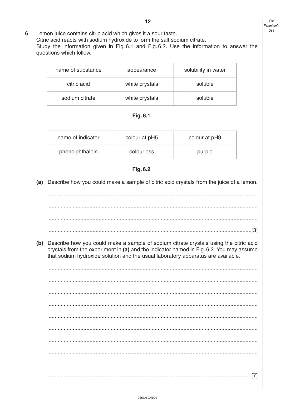 Cambridge IGCSE Sciences - Co-ordinated (Double) 0654 2002 Oct/Nov Paper 6 · Variant 1 question paper, page 12 of 12