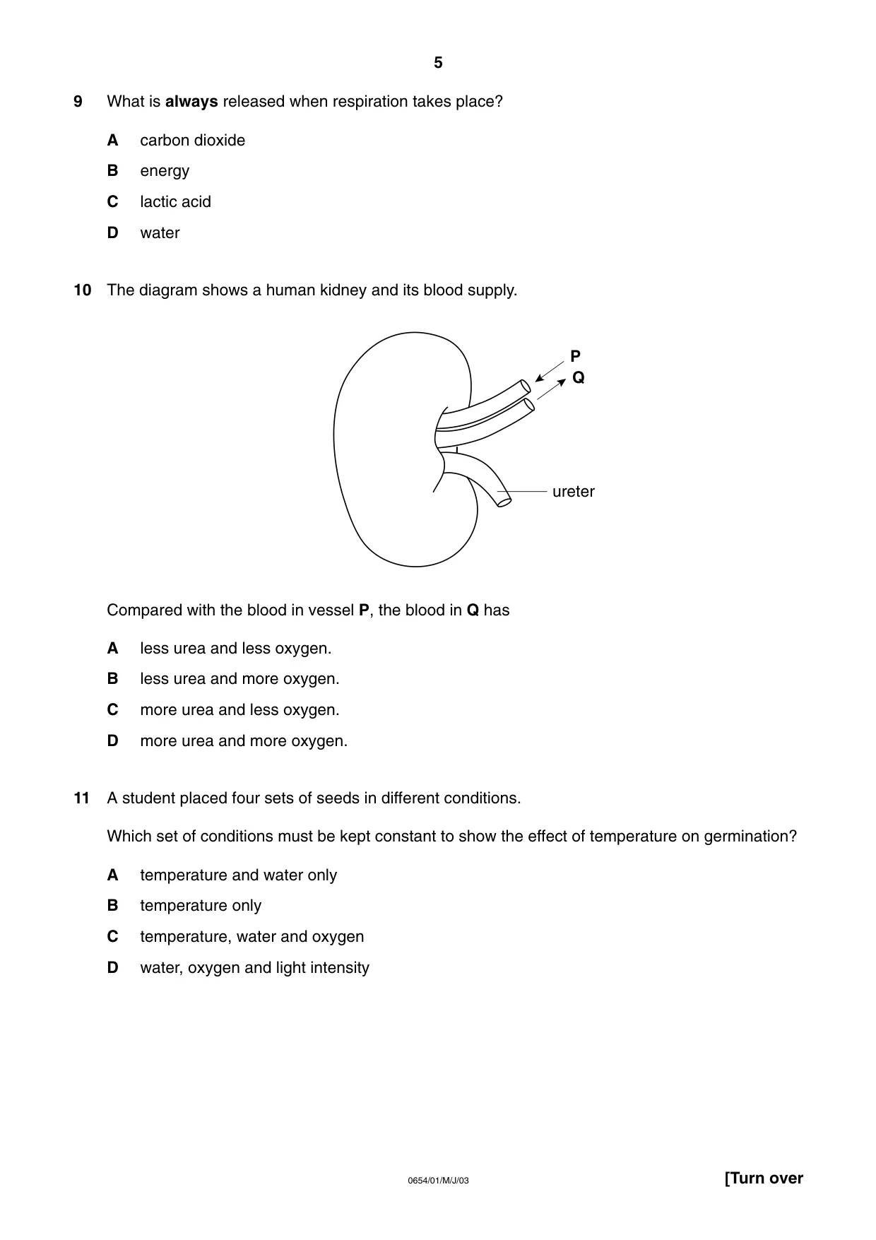 Cambridge IGCSE Sciences - Co-ordinated (Double) 0654 2003 May/June Paper 1 · Variant 1 question paper, page 5 of 20