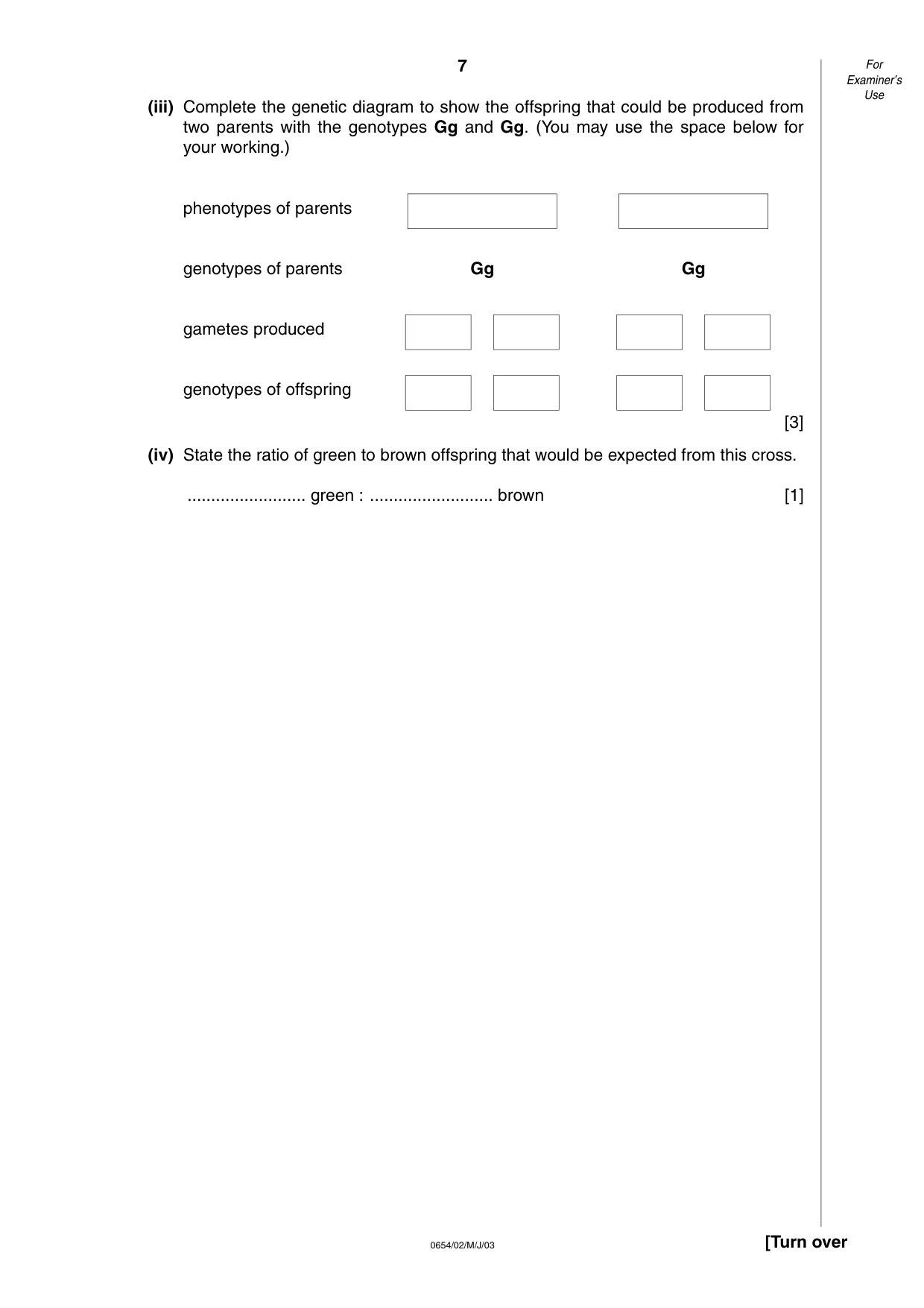 Cambridge IGCSE Sciences - Co-ordinated (Double) 0654 2003 May/June Paper 2 · Variant 1 question paper, page 7 of 24